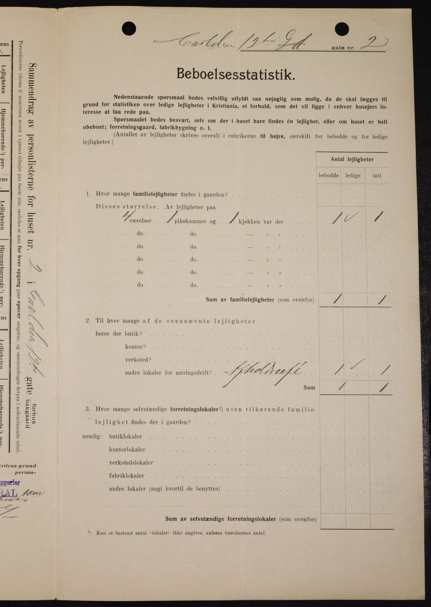 OBA, Municipal Census 1909 for Kristiania, 1909, p. 44079