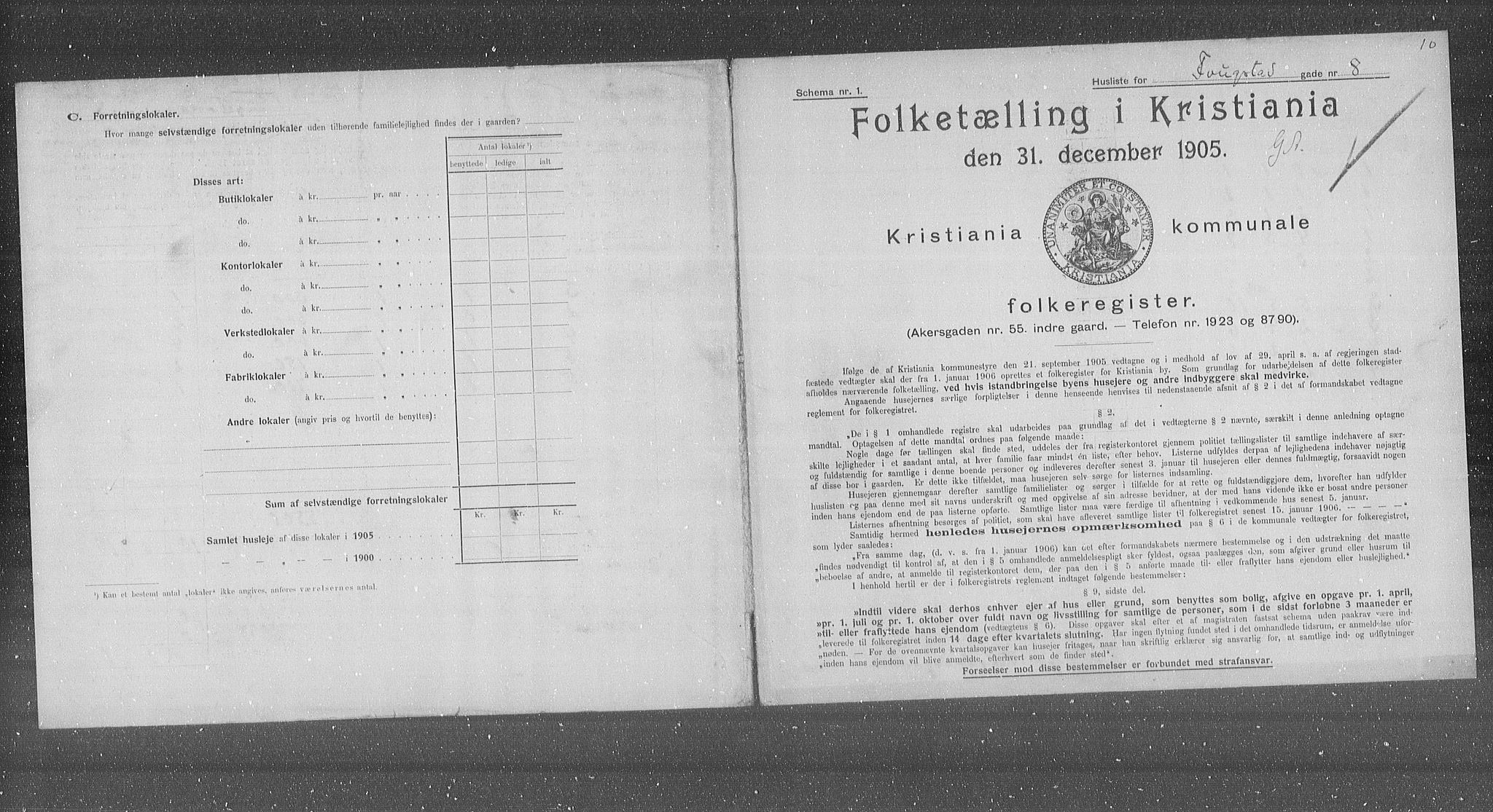 OBA, Municipal Census 1905 for Kristiania, 1905, p. 13098