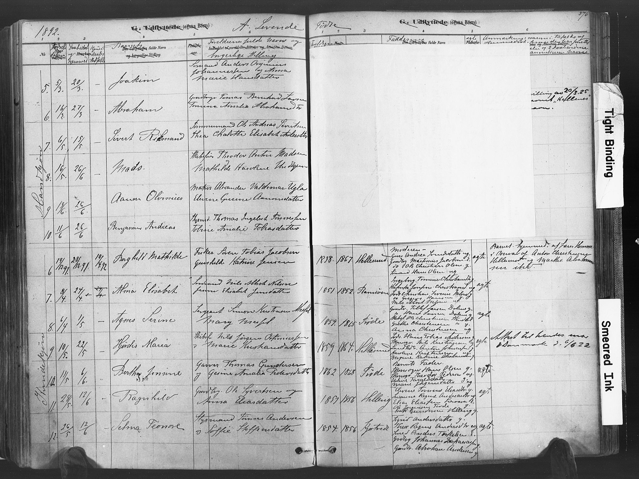 Høvåg sokneprestkontor, AV/SAK-1111-0025/F/Fa/L0005: Parish register (official) no. A 5, 1878-1893, p. 376