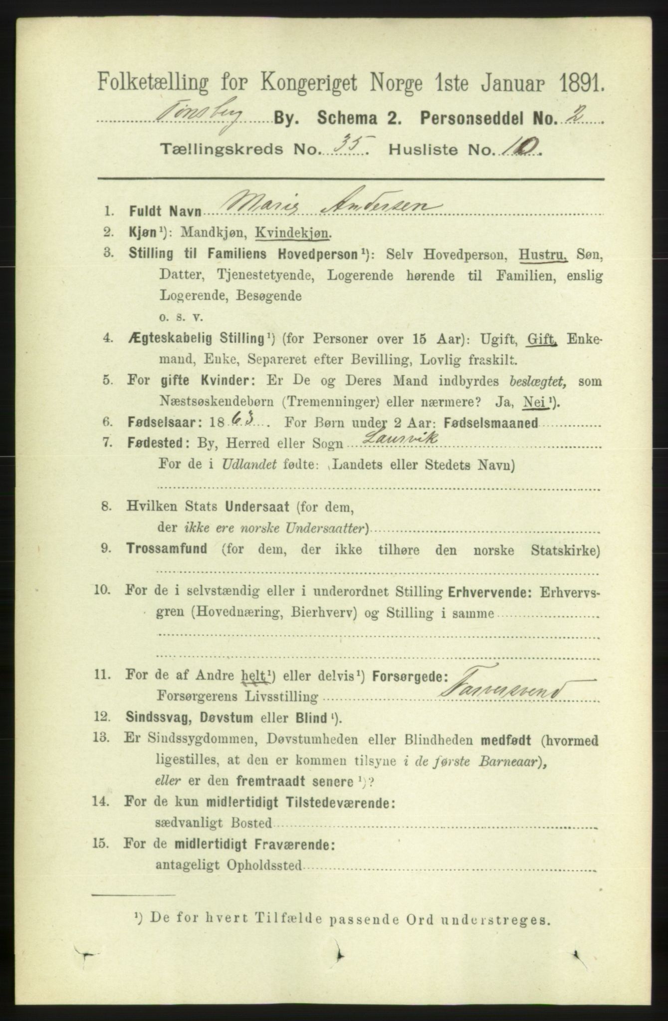 RA, 1891 census for 0705 Tønsberg, 1891, p. 7859