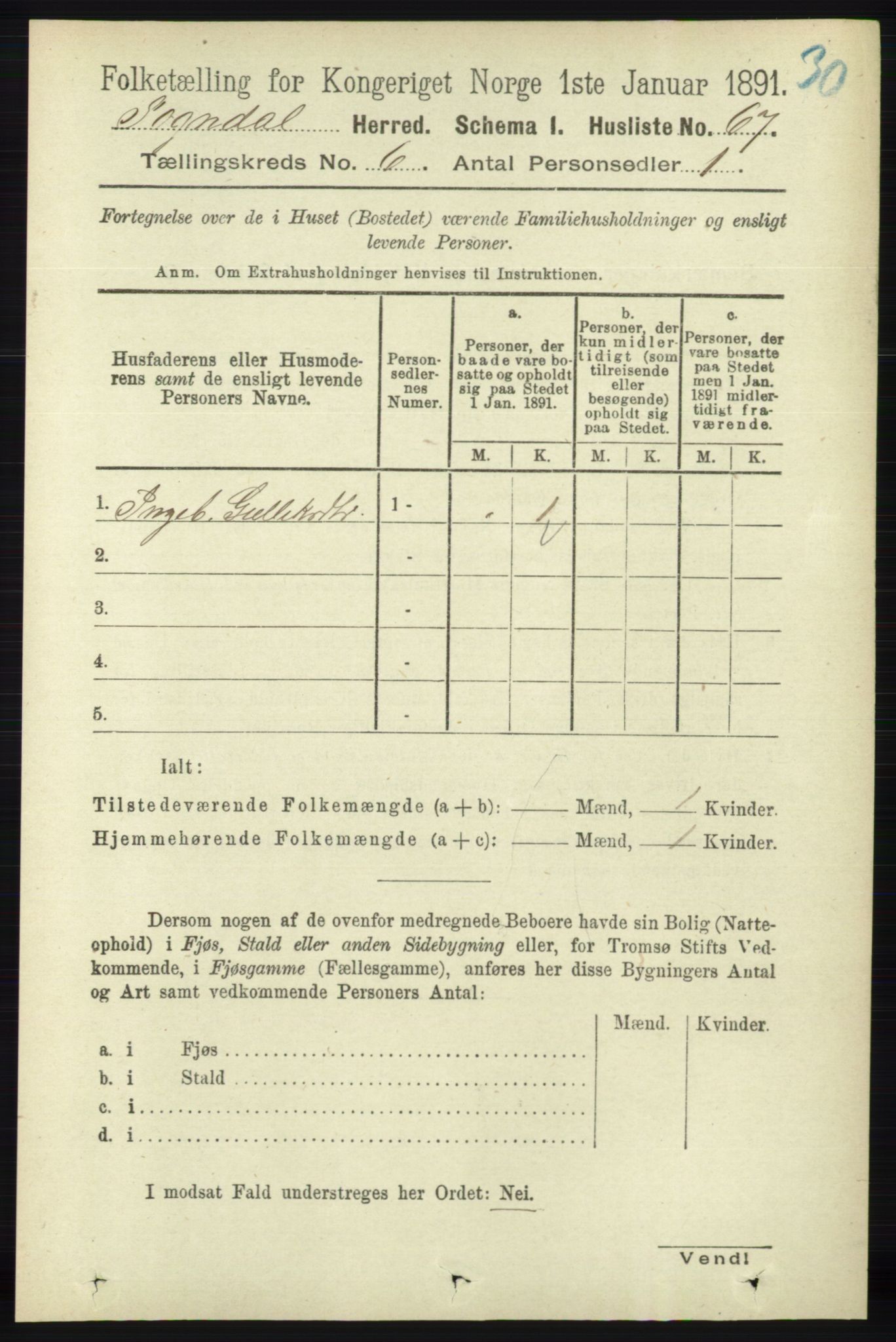 RA, 1891 census for 1111 Sokndal, 1891, p. 1636