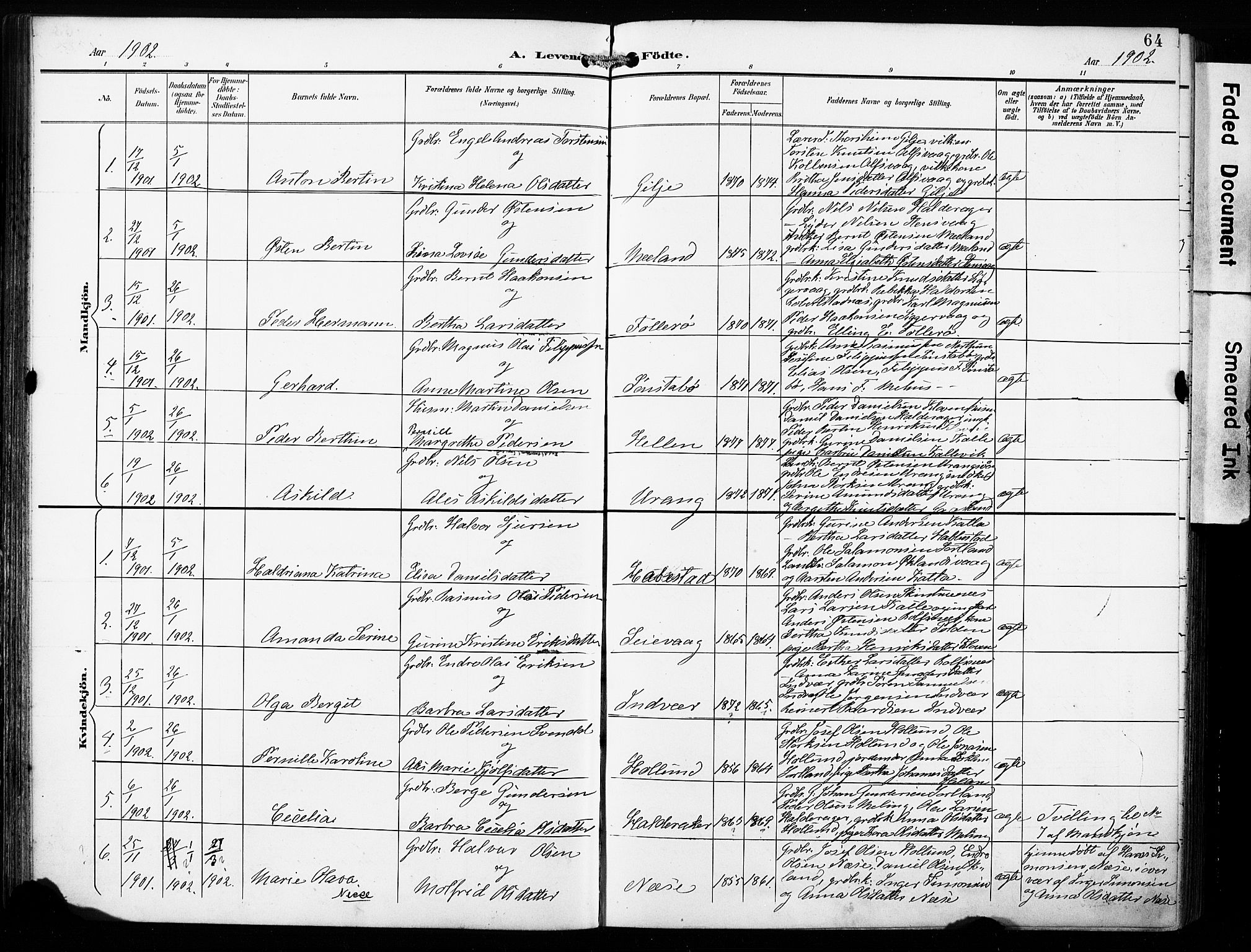 Finnås sokneprestembete, SAB/A-99925/H/Ha/Haa/Haac/L0002: Parish register (official) no. C 2, 1895-1904, p. 64
