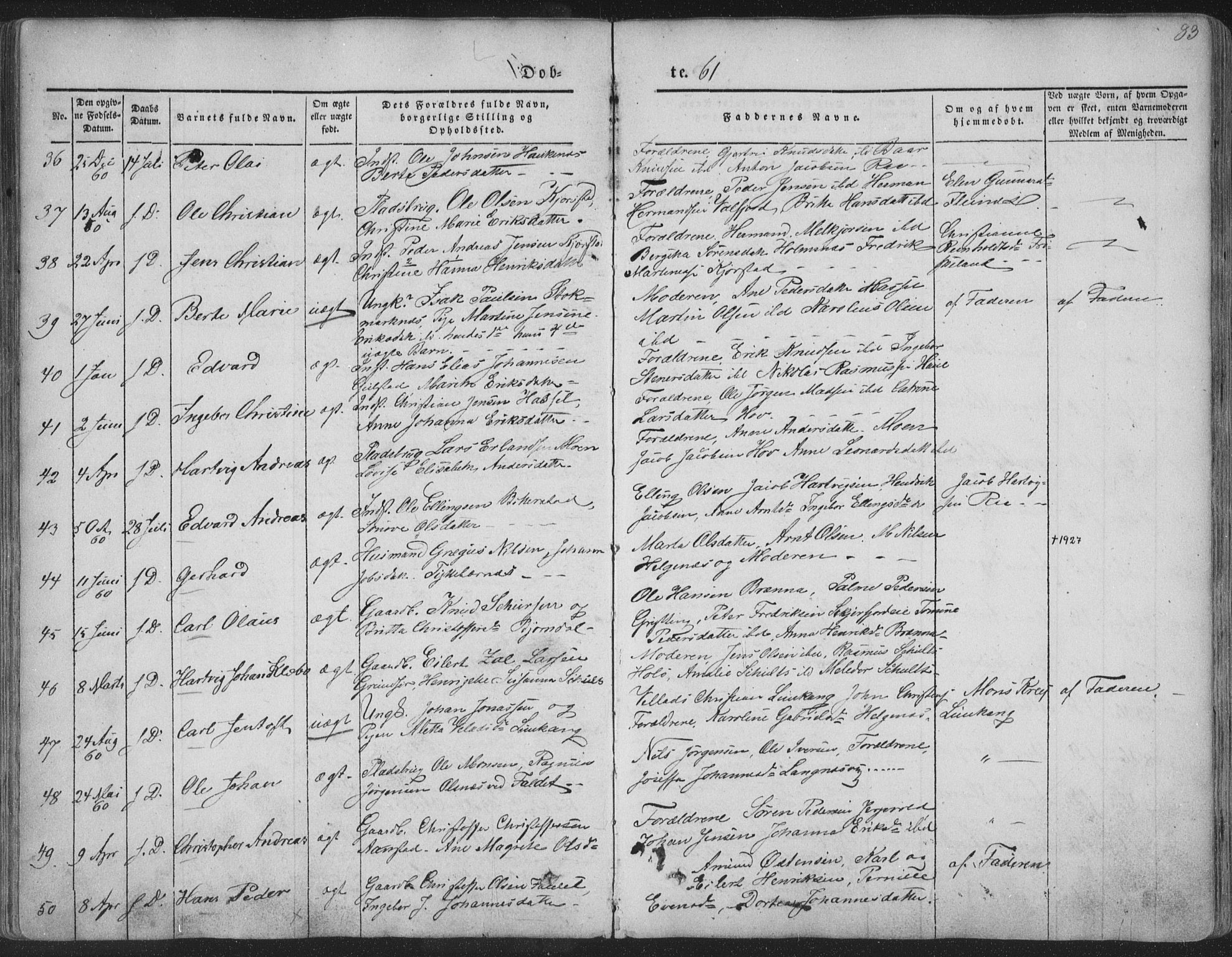 Ministerialprotokoller, klokkerbøker og fødselsregistre - Nordland, SAT/A-1459/888/L1241: Parish register (official) no. 888A07, 1849-1869, p. 83