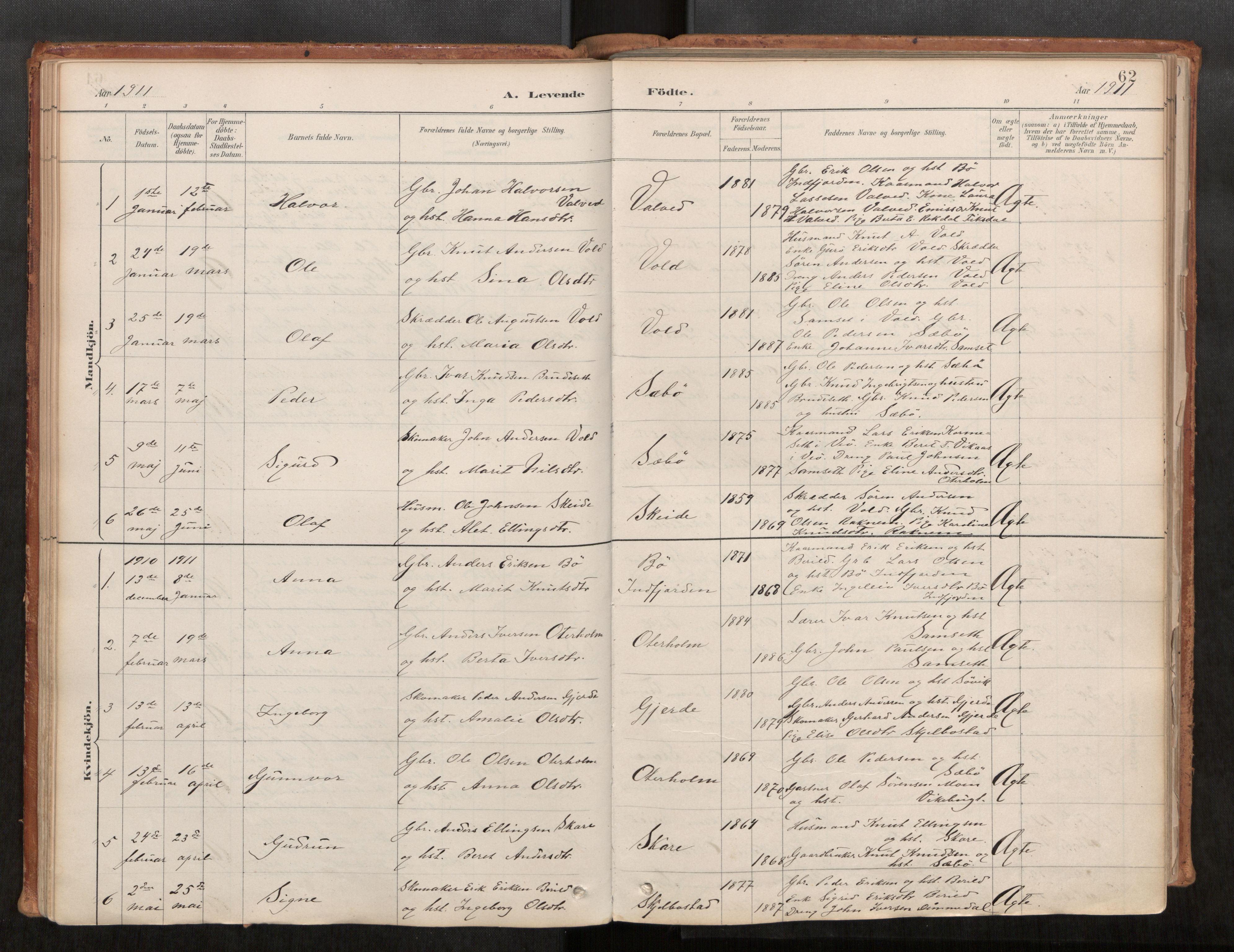 Ministerialprotokoller, klokkerbøker og fødselsregistre - Møre og Romsdal, SAT/A-1454/543/L0568: Parish register (official) no. 543A03, 1885-1915, p. 62