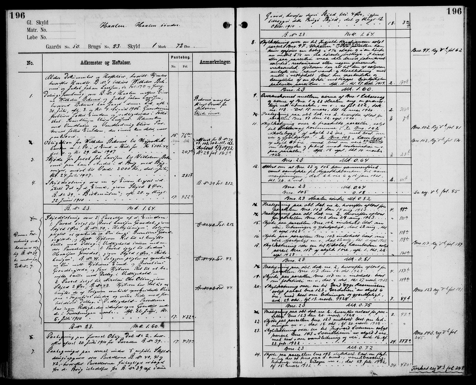 Midhordland sorenskriveri, AV/SAB-A-3001/1/G/Ga/Gab/L0110: Mortgage register no. II.A.b.110, p. 196