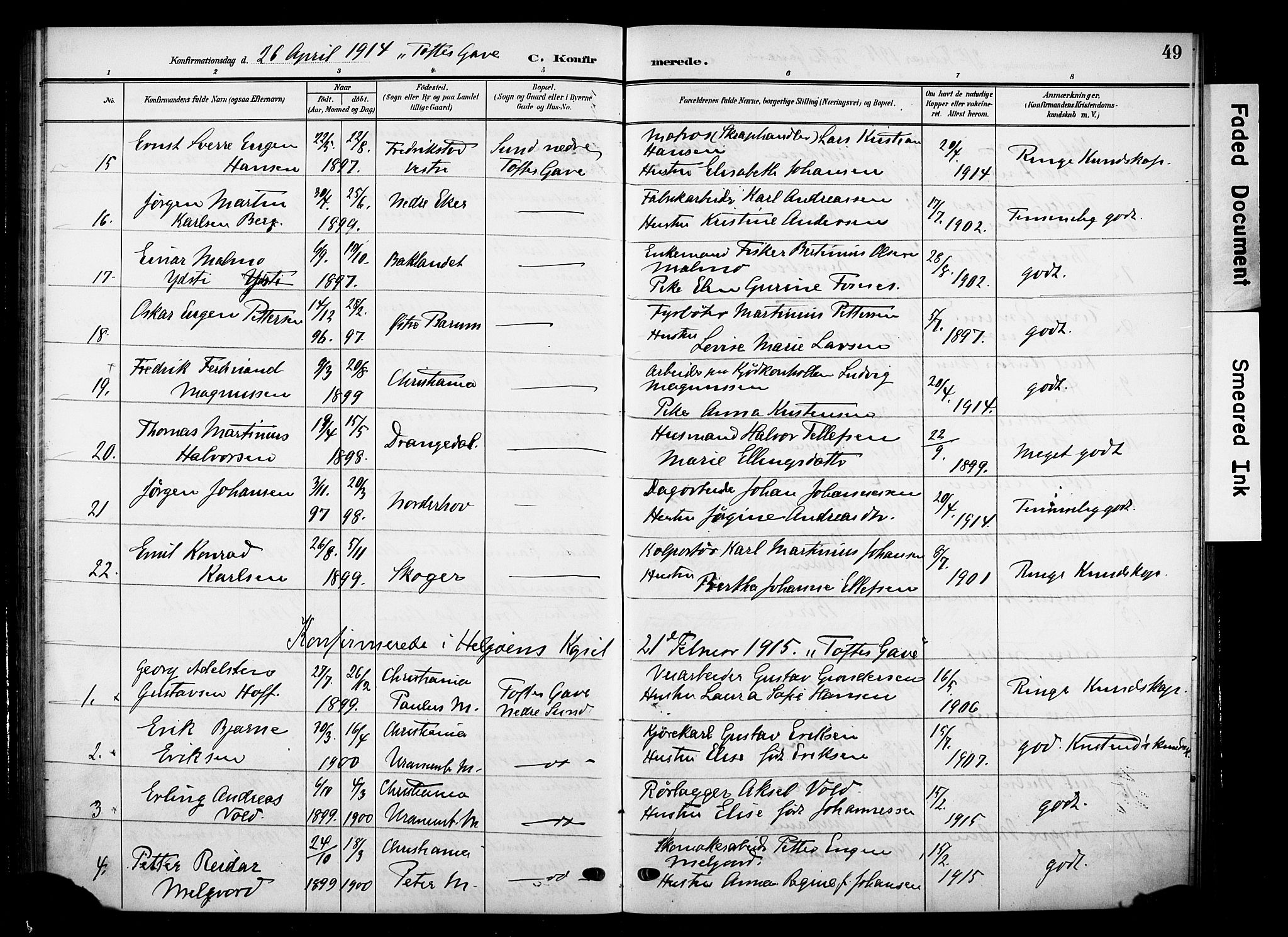 Nes prestekontor, Hedmark, AV/SAH-PREST-020/K/Ka/L0012: Parish register (official) no. 12, 1906-1920, p. 49