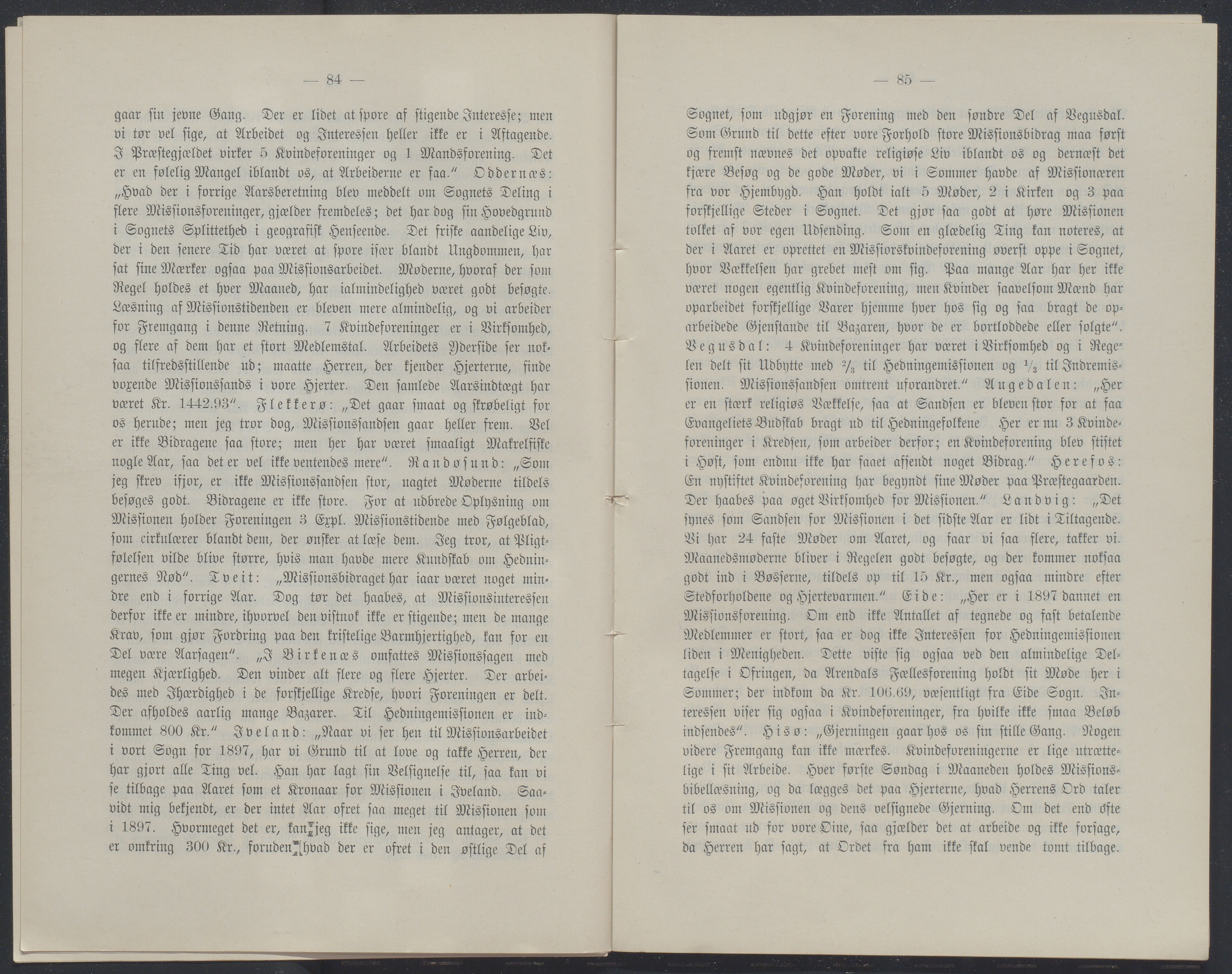 Det Norske Misjonsselskap - hovedadministrasjonen, VID/MA-A-1045/D/Db/Dba/L0339/0009: Beretninger, Bøker, Skrifter o.l   / Årsberetninger. Heftet. 56. , 1898, p. 84-85