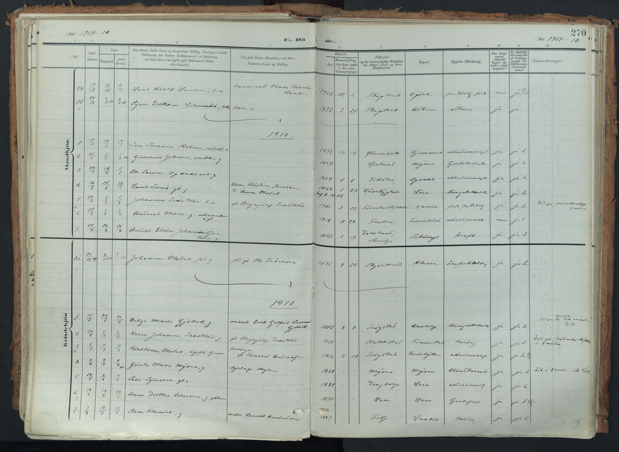 Eidsberg prestekontor Kirkebøker, AV/SAO-A-10905/F/Fa/L0014: Parish register (official) no. I 14, 1902-1919, p. 270