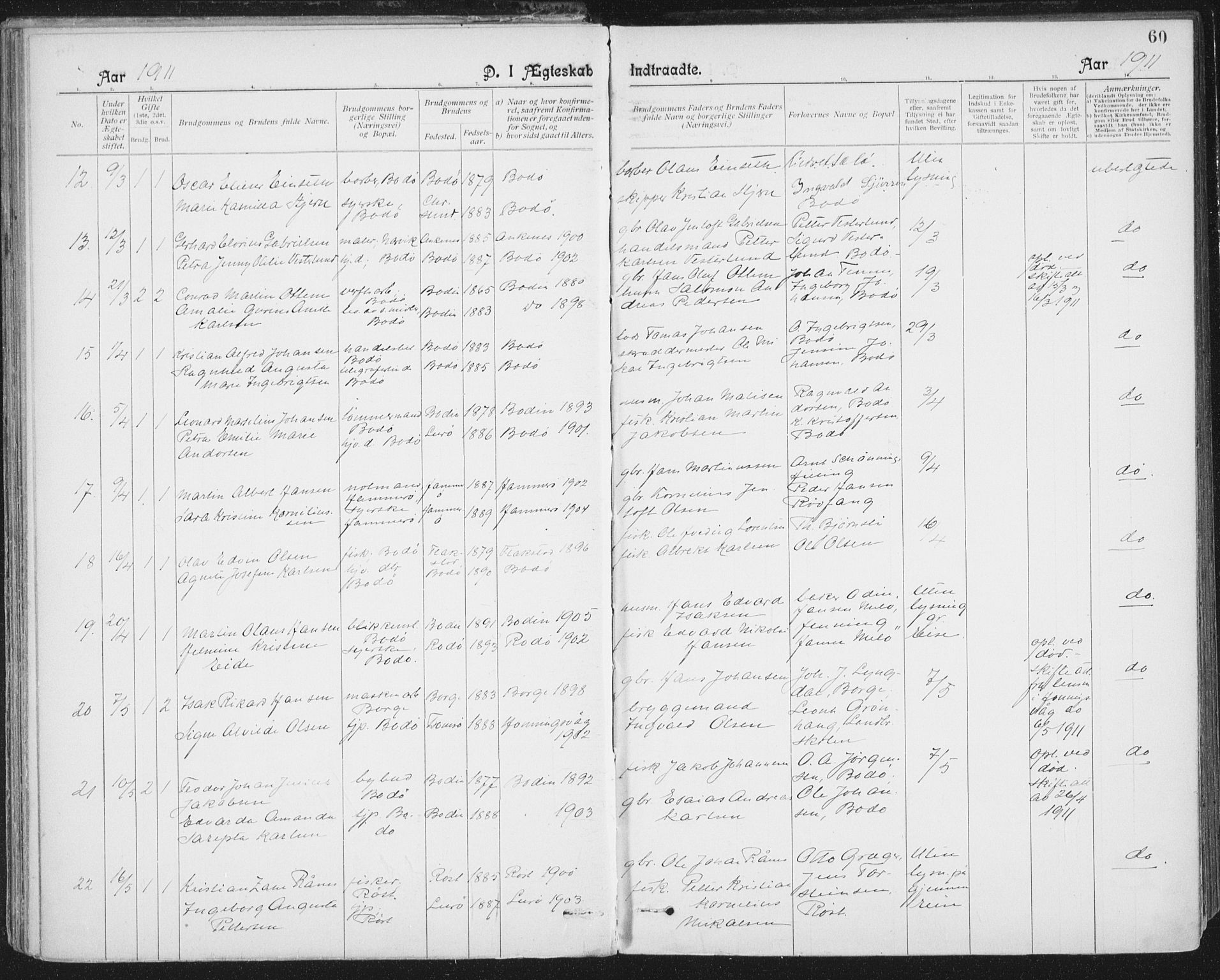 Ministerialprotokoller, klokkerbøker og fødselsregistre - Nordland, AV/SAT-A-1459/801/L0012: Parish register (official) no. 801A12, 1900-1916, p. 60