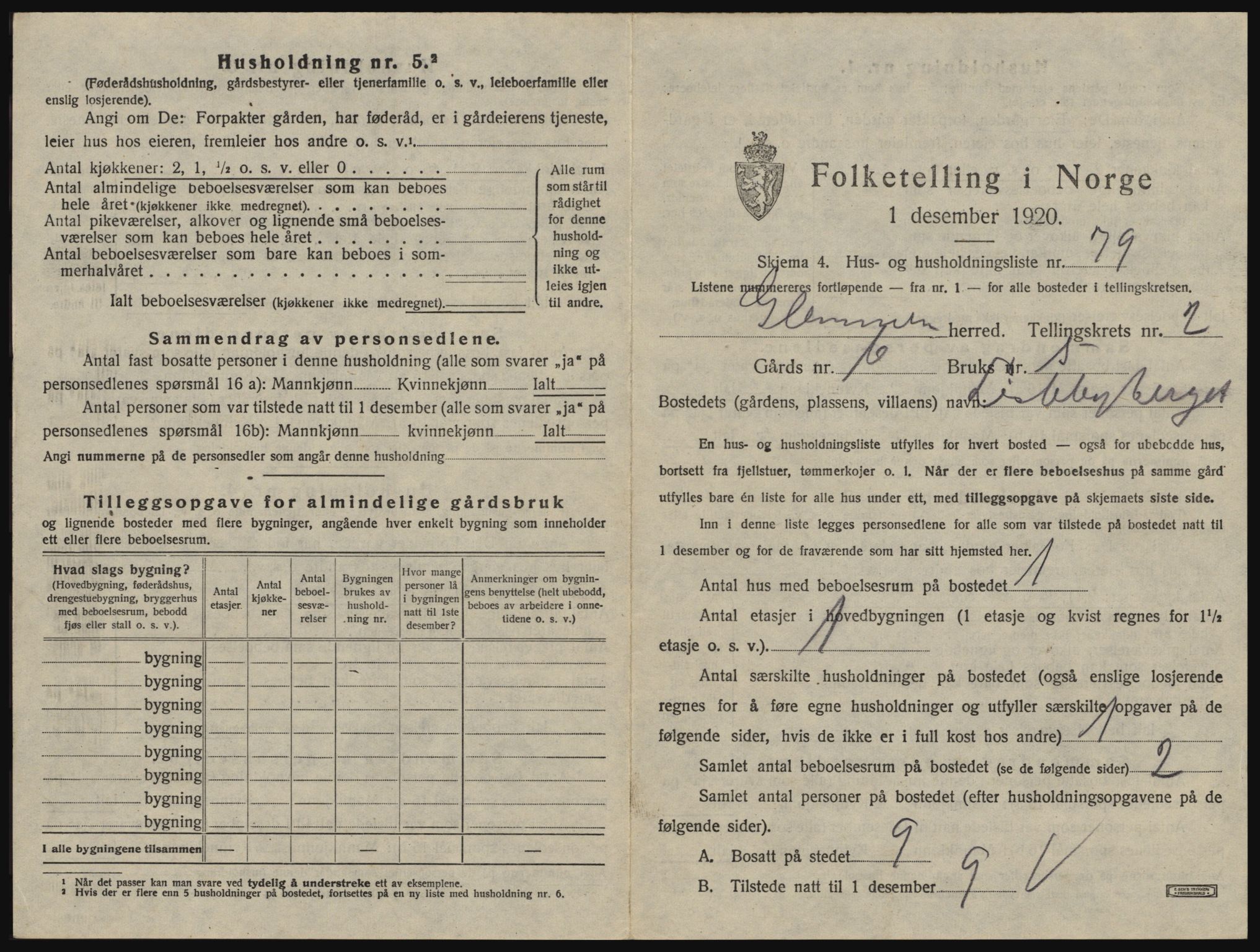 SAO, 1920 census for Glemmen, 1920, p. 357