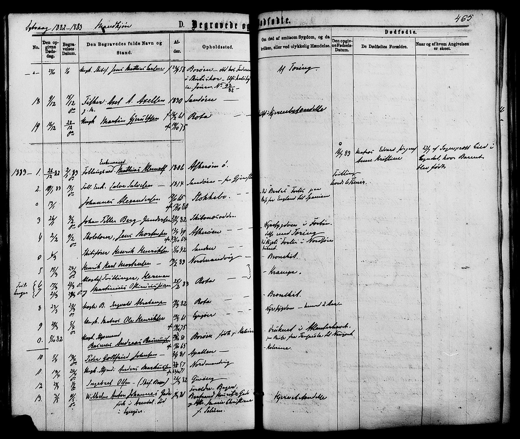 Dypvåg sokneprestkontor, SAK/1111-0007/F/Fa/Faa/L0007: Parish register (official) no. A 7/ 1, 1872-1884, p. 465