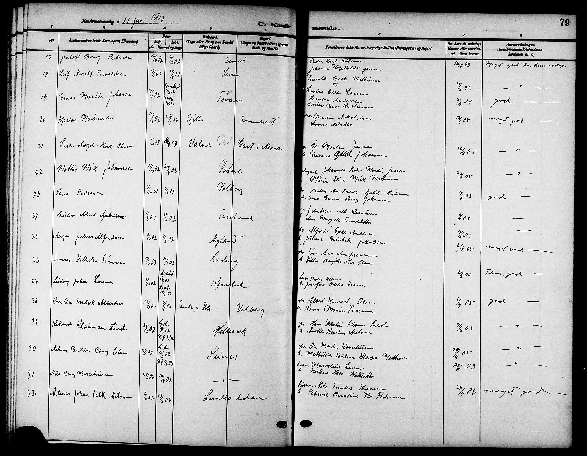 Ministerialprotokoller, klokkerbøker og fødselsregistre - Nordland, AV/SAT-A-1459/832/L0494: Parish register (copy) no. 832C01, 1906-1922, p. 79