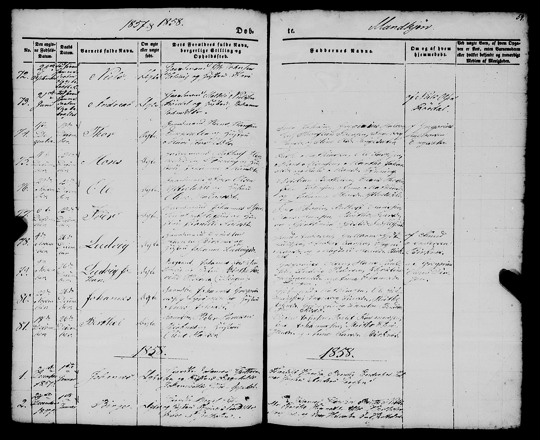 Gulen sokneprestembete, AV/SAB-A-80201/H/Haa/Haaa/L0021: Parish register (official) no. A 21, 1848-1858, p. 54