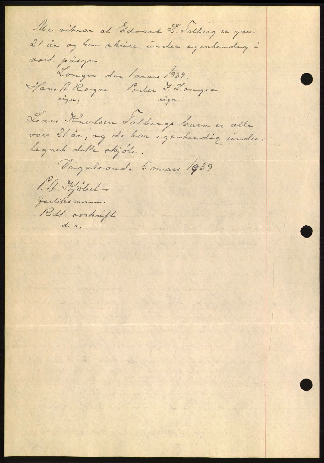 Romsdal sorenskriveri, AV/SAT-A-4149/1/2/2C: Mortgage book no. A7, 1939-1939, Diary no: : 1333/1939