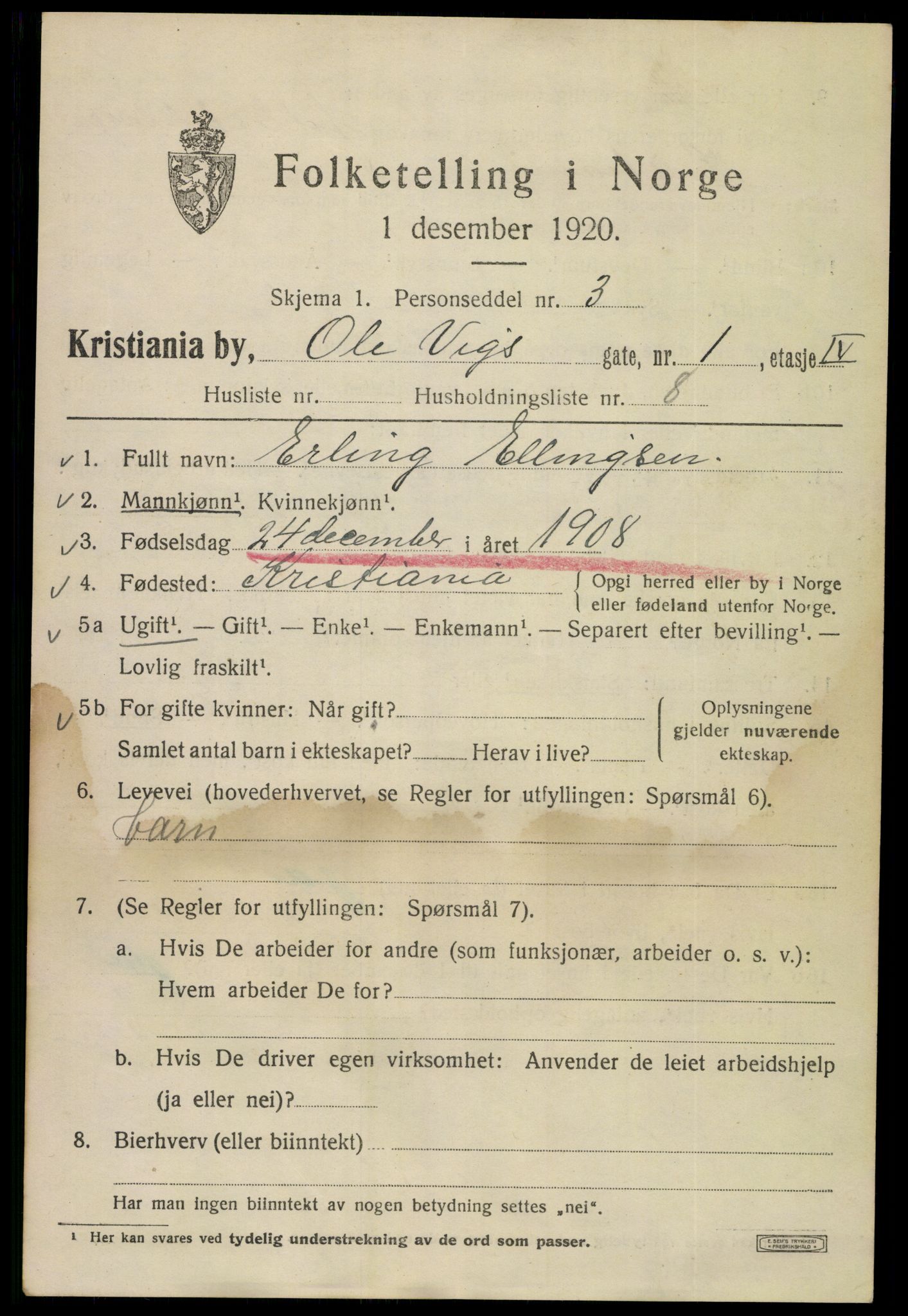SAO, 1920 census for Kristiania, 1920, p. 432975