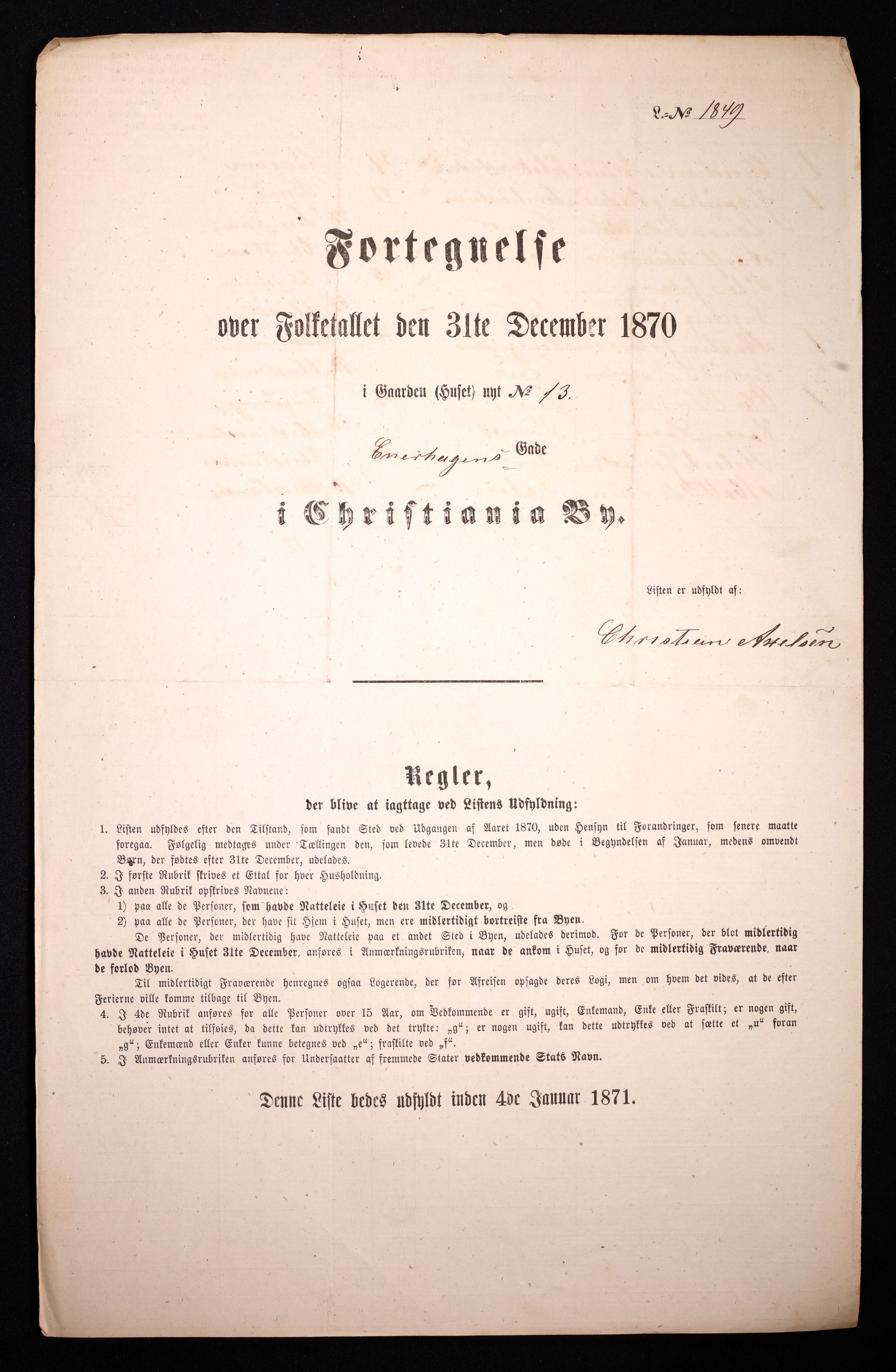 RA, 1870 census for 0301 Kristiania, 1870, p. 839