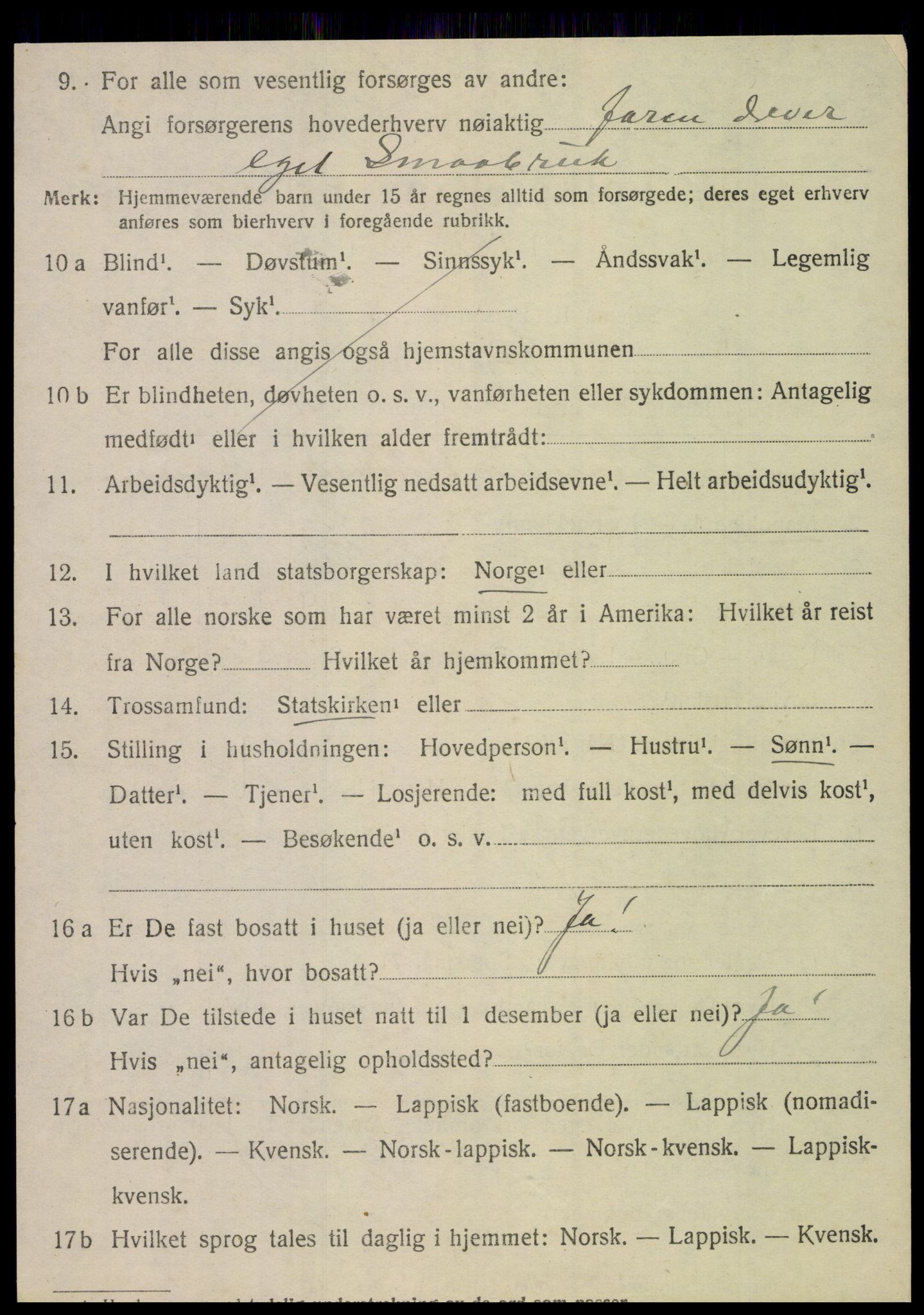 SAT, 1920 census for Vega, 1920, p. 5496