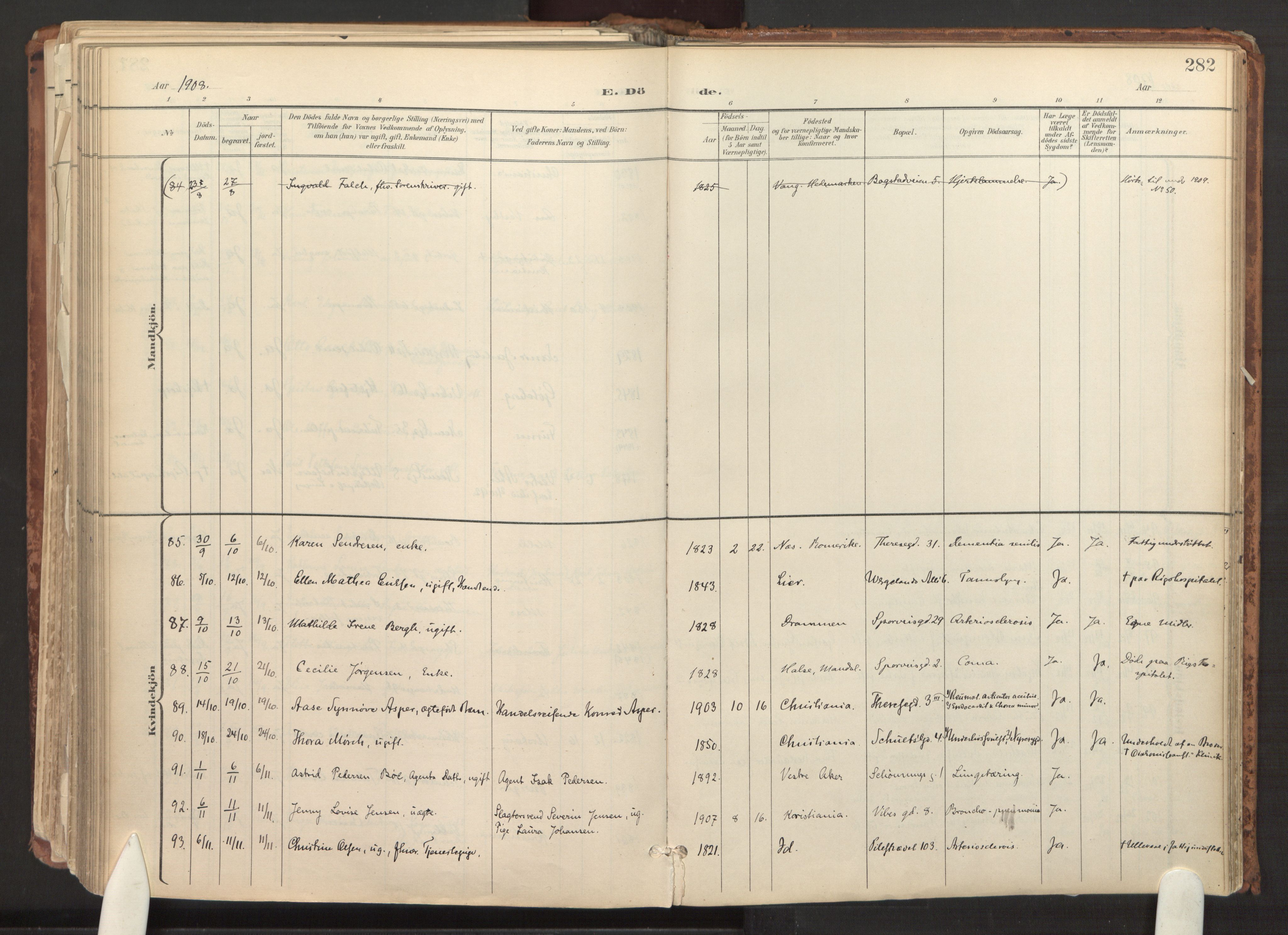 Fagerborg prestekontor Kirkebøker, AV/SAO-A-10844/F/Fa/L0003: Parish register (official) no. 3, 1898-1916, p. 282