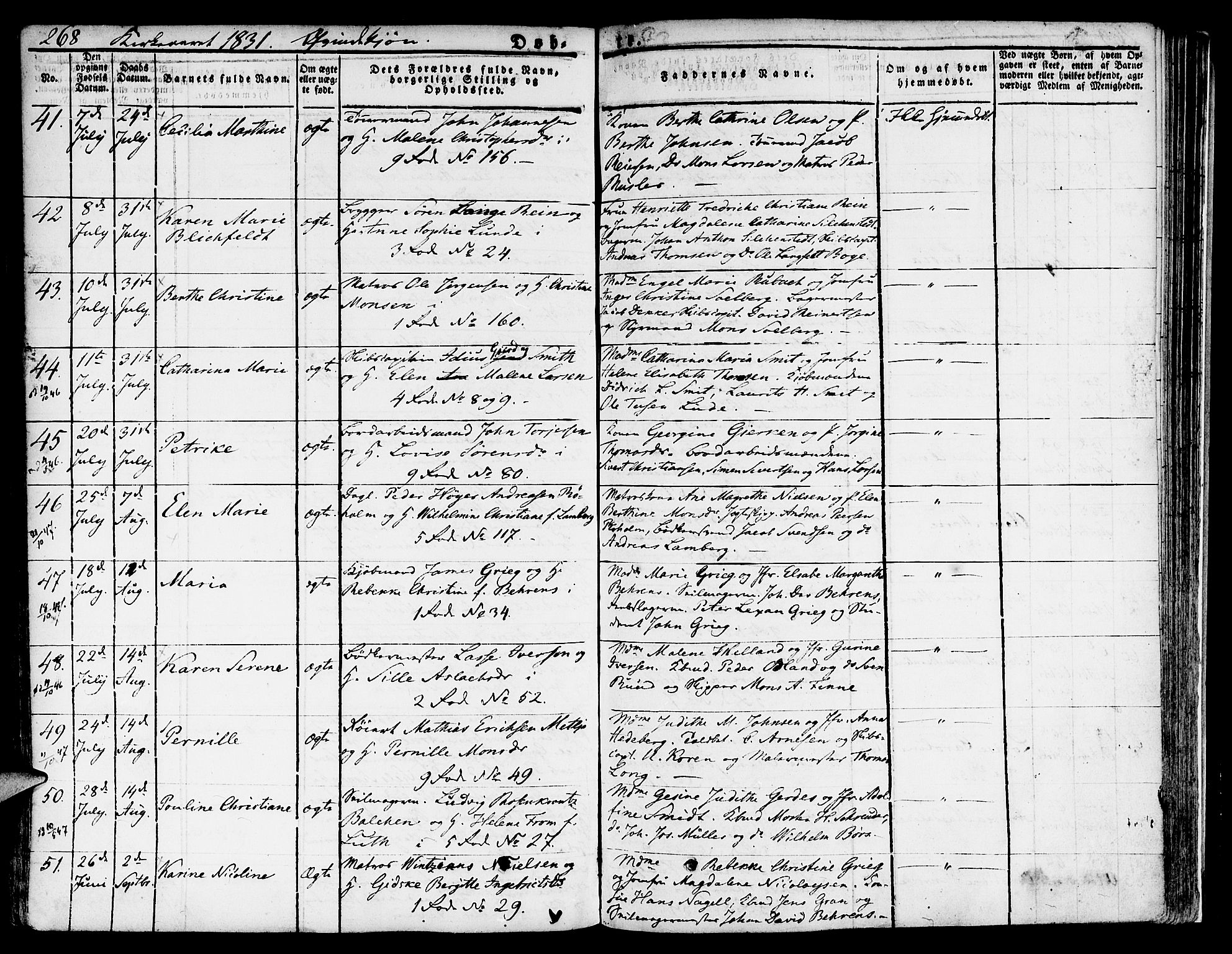Nykirken Sokneprestembete, SAB/A-77101/H/Hab: Parish register (copy) no. A 5I, 1821-1841, p. 268