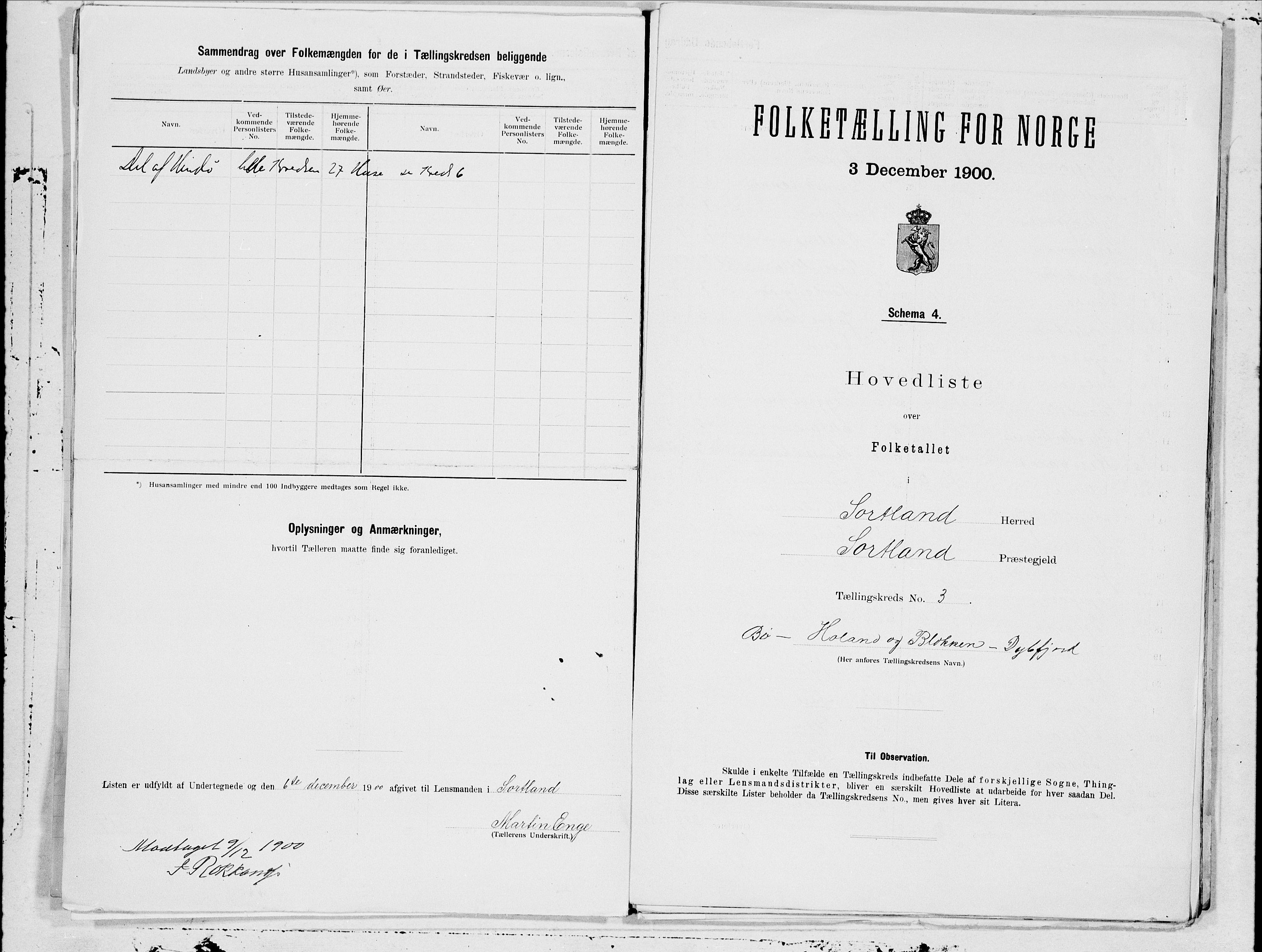 SAT, 1900 census for Sortland, 1900, p. 6