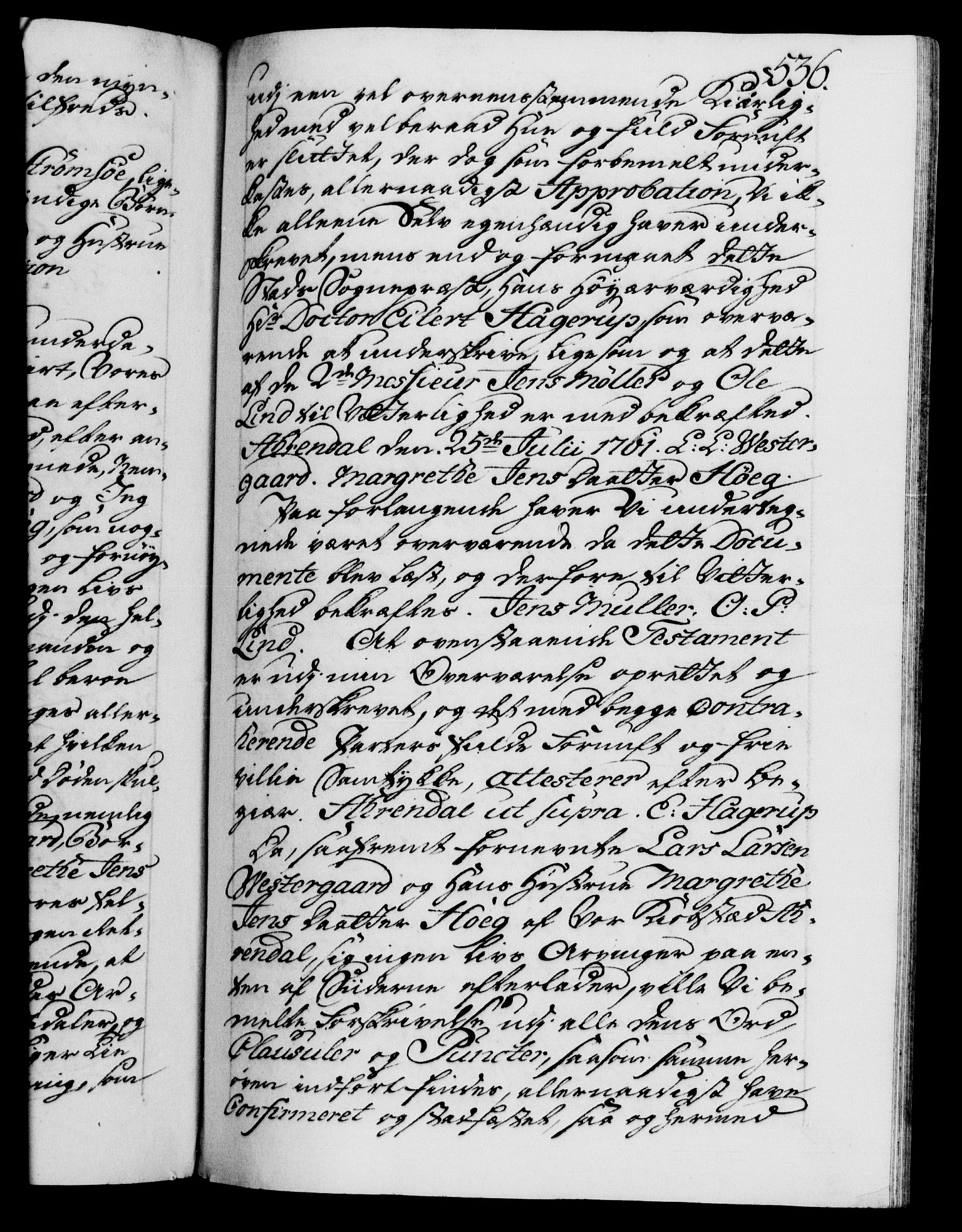 Danske Kanselli 1572-1799, AV/RA-EA-3023/F/Fc/Fca/Fcaa/L0041: Norske registre, 1760-1762, p. 536a