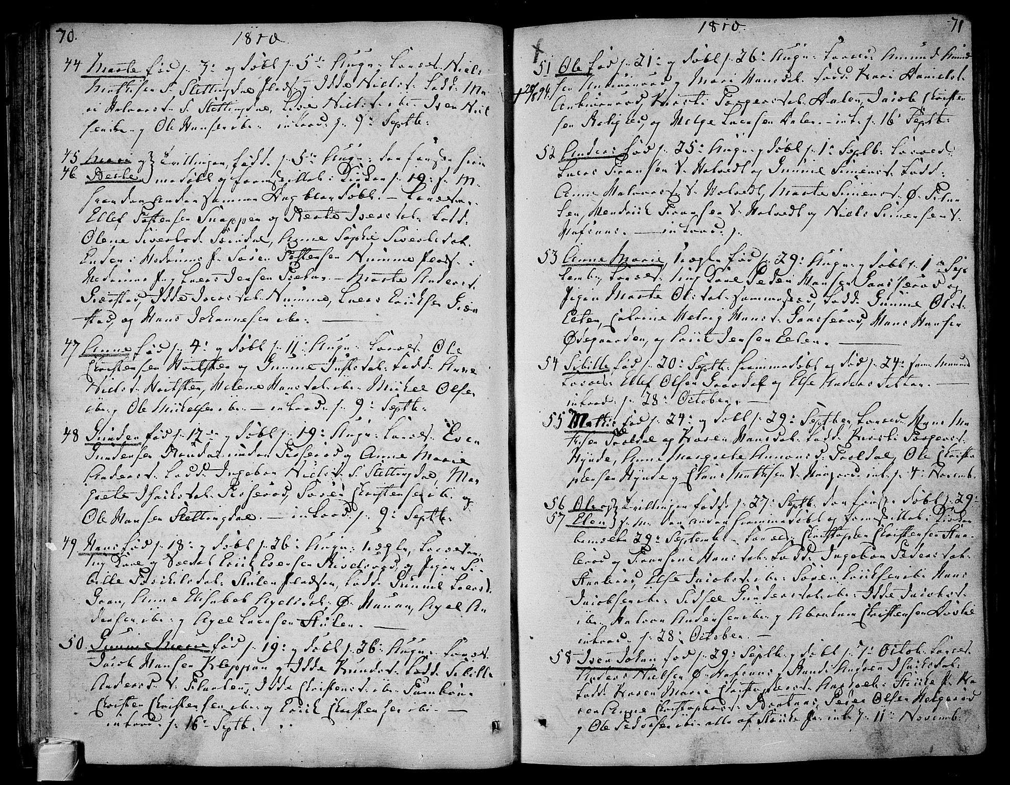 Andebu kirkebøker, AV/SAKO-A-336/F/Fa/L0003: Parish register (official) no. 3 /1, 1803-1828, p. 70-71