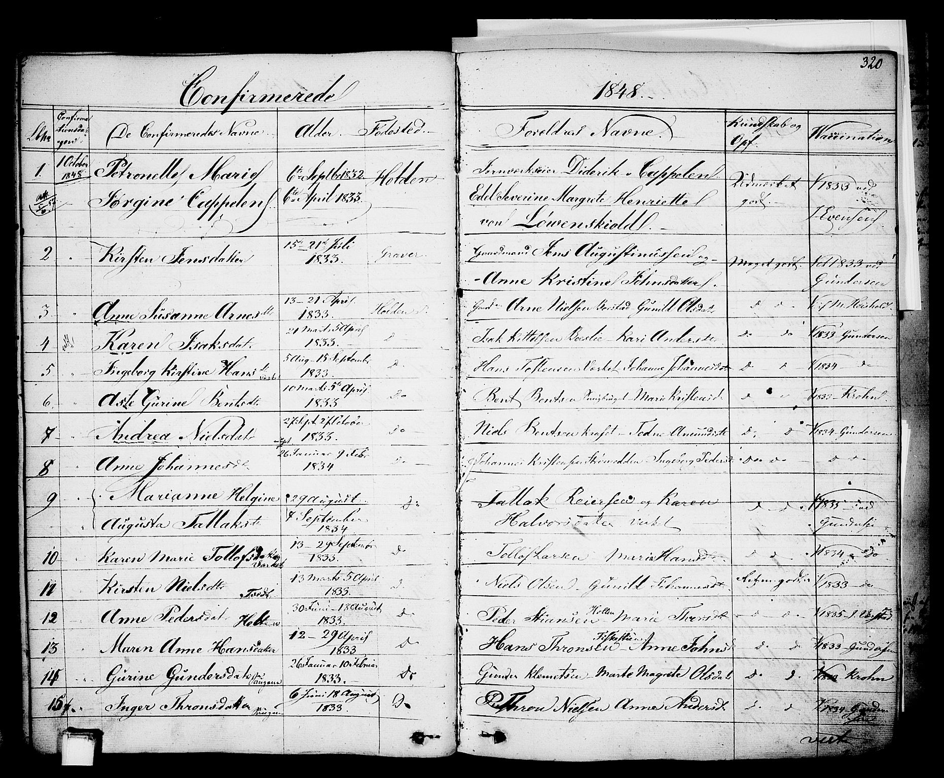 Holla kirkebøker, AV/SAKO-A-272/F/Fa/L0004: Parish register (official) no. 4, 1830-1848, p. 320