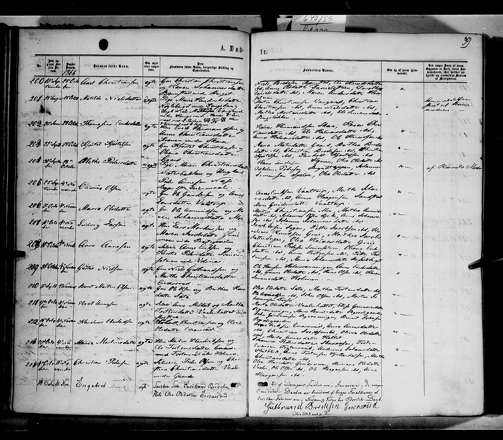 Grue prestekontor, SAH/PREST-036/H/Ha/Haa/L0010: Parish register (official) no. 10, 1864-1873, p. 39