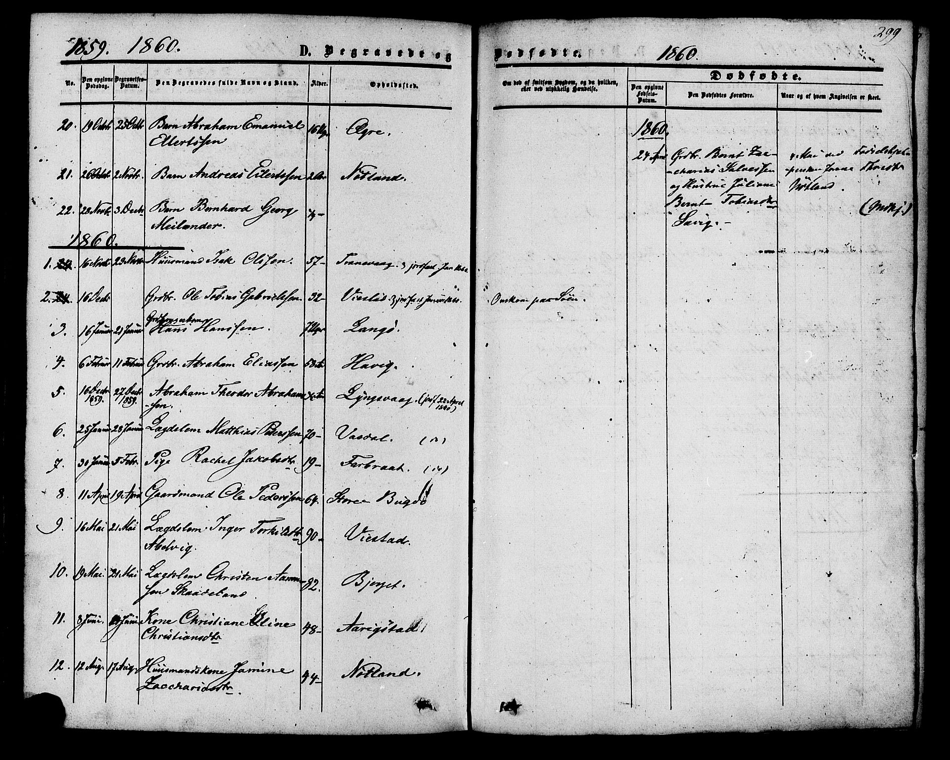 Herad sokneprestkontor, SAK/1111-0018/F/Fa/Fab/L0004: Parish register (official) no. A 4, 1853-1885, p. 299