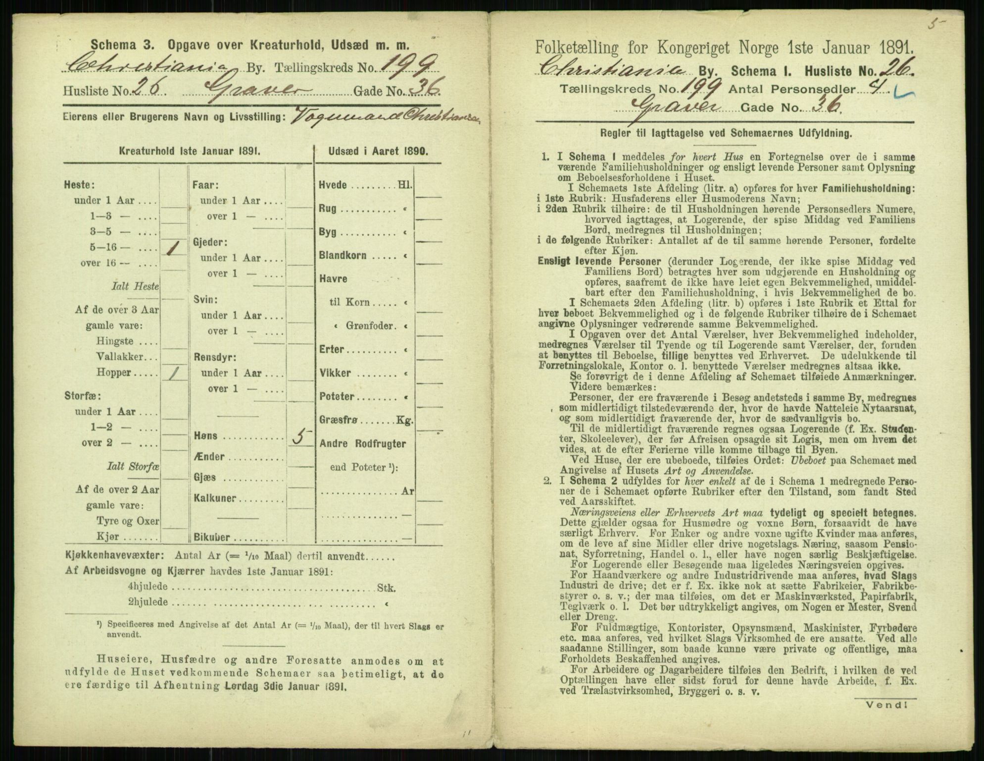 RA, 1891 census for 0301 Kristiania, 1891, p. 119736