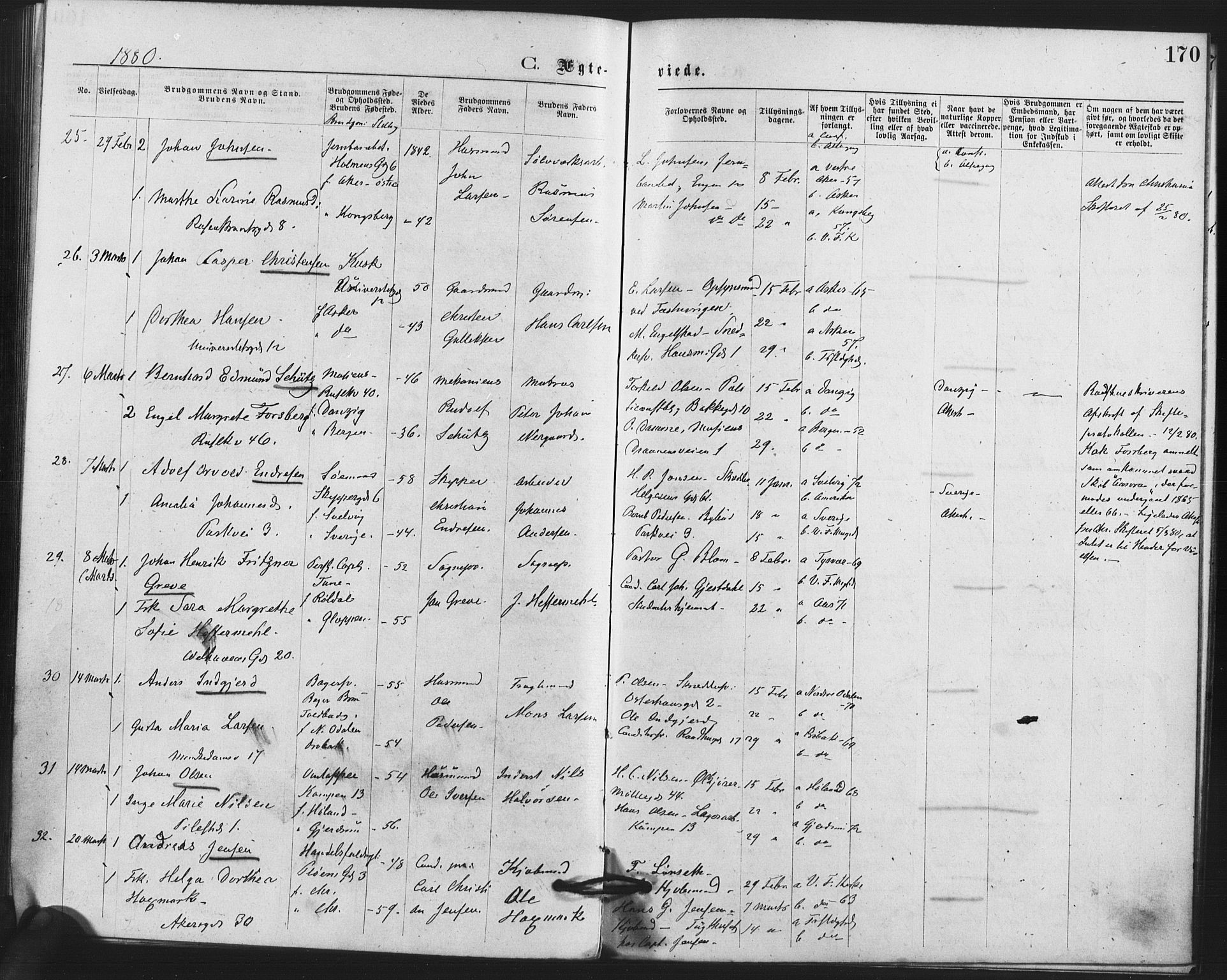 Trefoldighet prestekontor Kirkebøker, AV/SAO-A-10882/F/Fc/L0002: Parish register (official) no. III 2, 1874-1881, p. 170