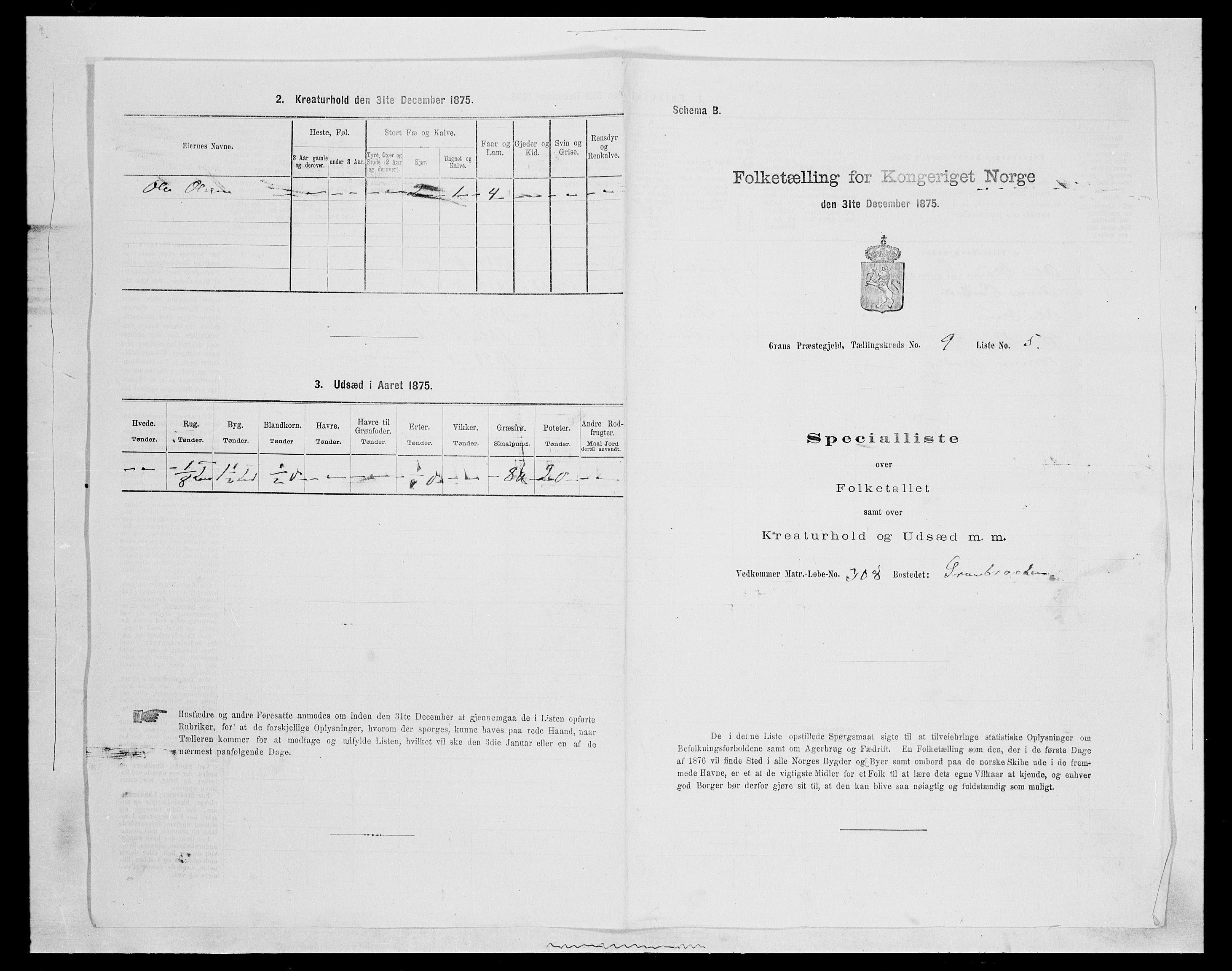 SAH, 1875 census for 0534P Gran, 1875, p. 1707