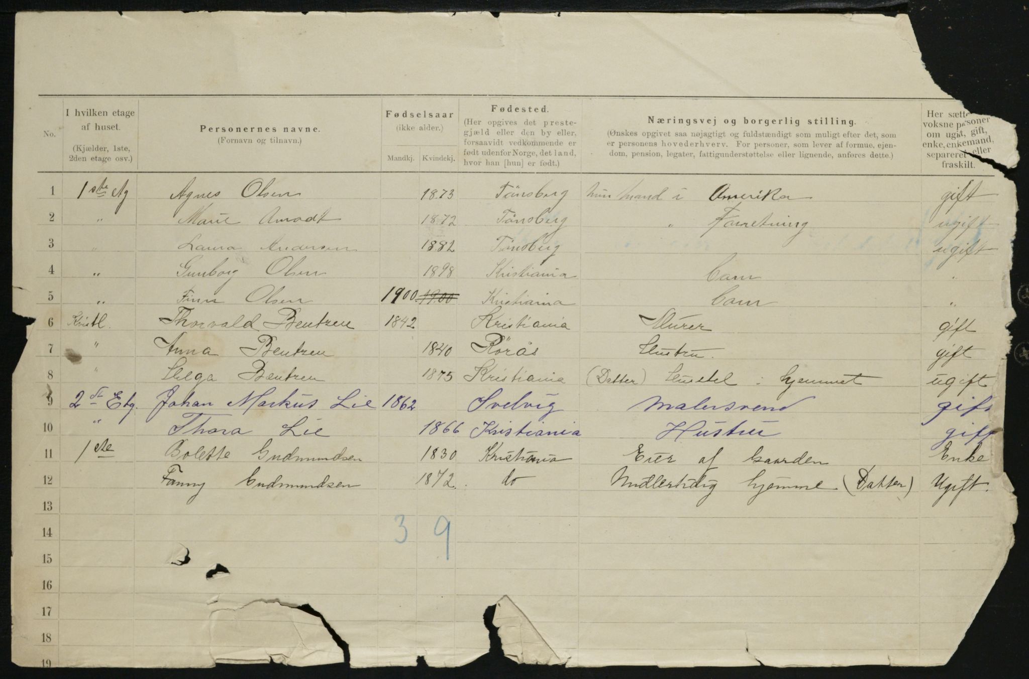 OBA, Municipal Census 1901 for Kristiania, 1901, p. 4