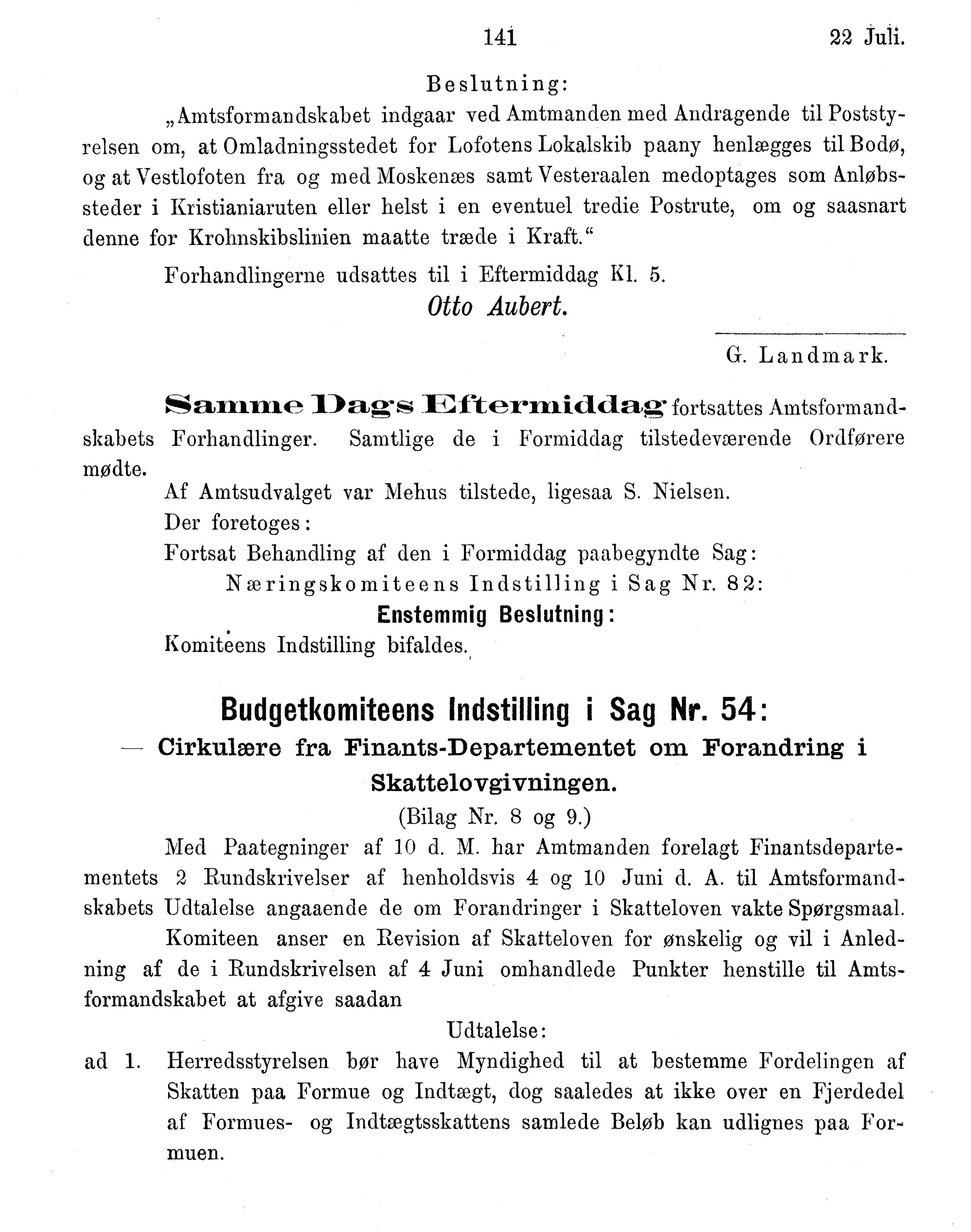 Nordland Fylkeskommune. Fylkestinget, AIN/NFK-17/176/A/Ac/L0015: Fylkestingsforhandlinger 1886-1890, 1886-1890