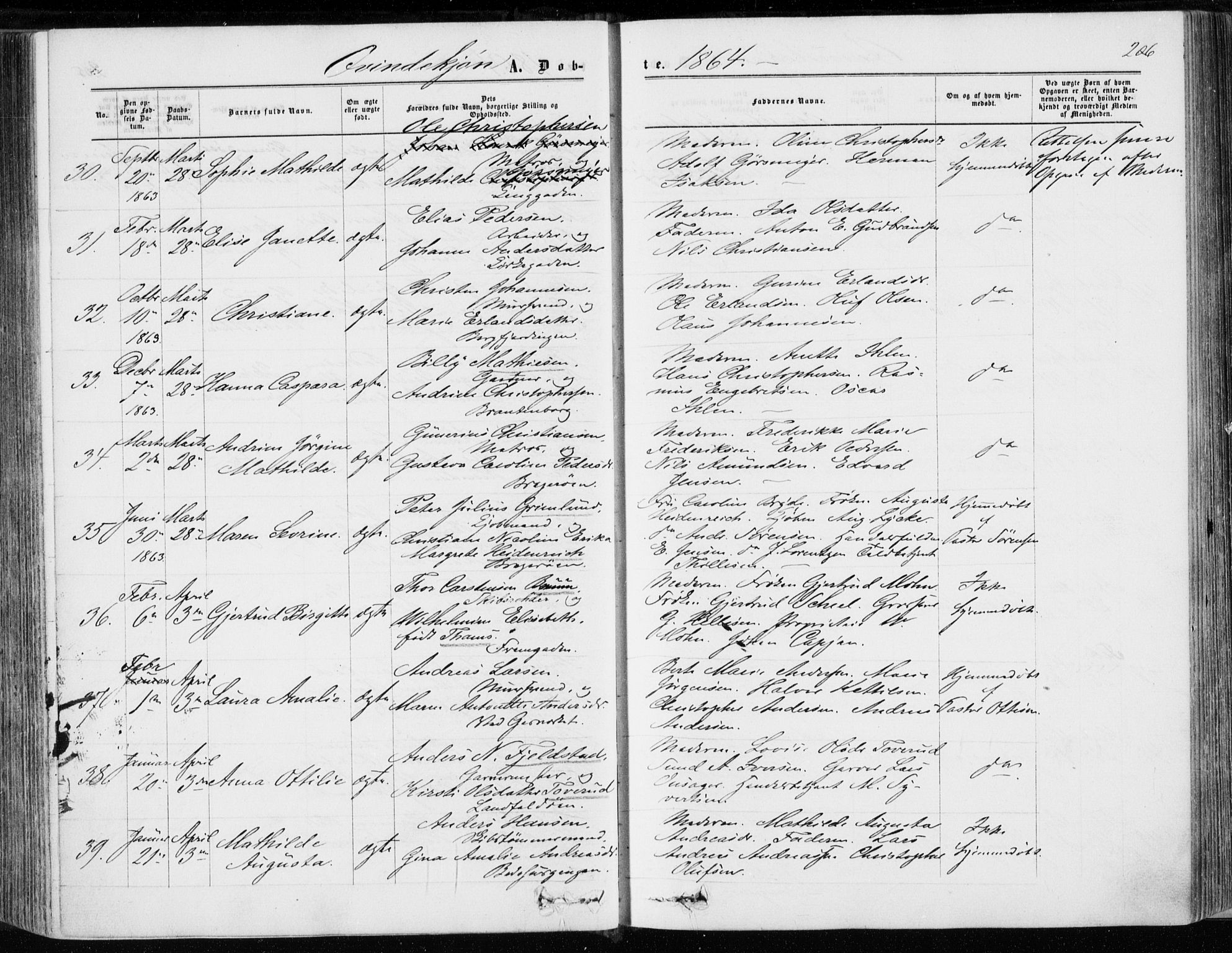 Bragernes kirkebøker, AV/SAKO-A-6/F/Fb/L0003: Parish register (official) no. II 3, 1860-1868, p. 206