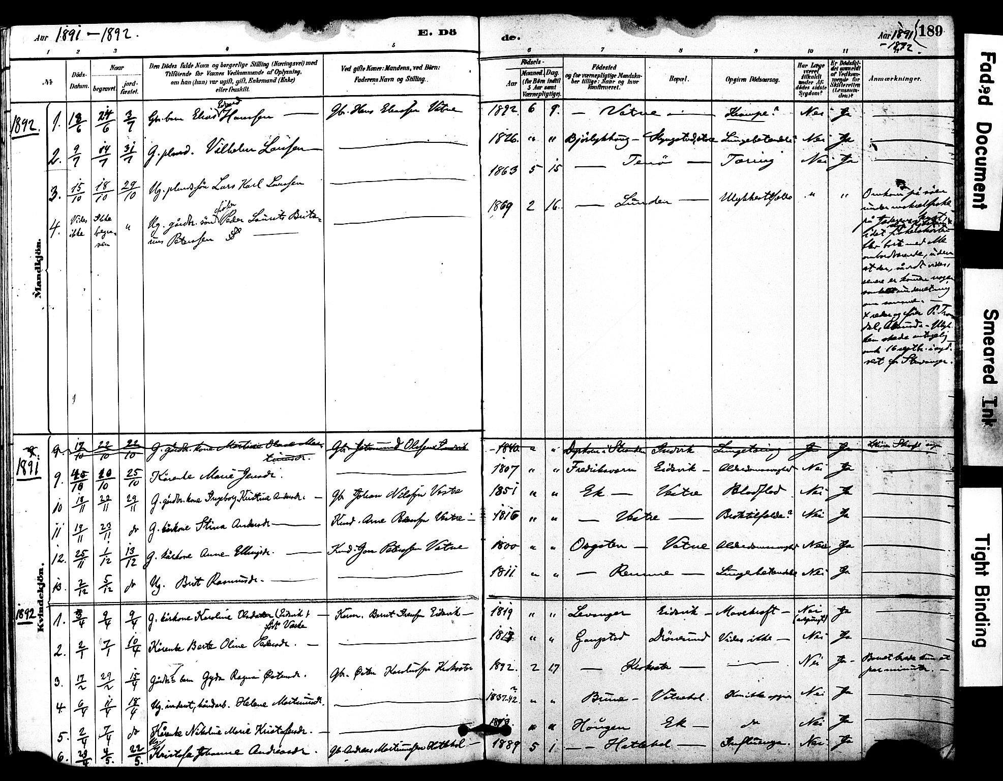 Ministerialprotokoller, klokkerbøker og fødselsregistre - Møre og Romsdal, SAT/A-1454/525/L0374: Parish register (official) no. 525A04, 1880-1899, p. 189