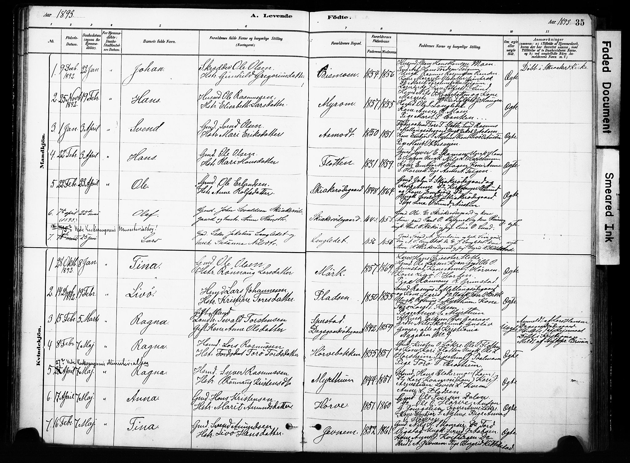 Skjåk prestekontor, SAH/PREST-072/H/Ha/Haa/L0004: Parish register (official) no. 4, 1880-1904, p. 35