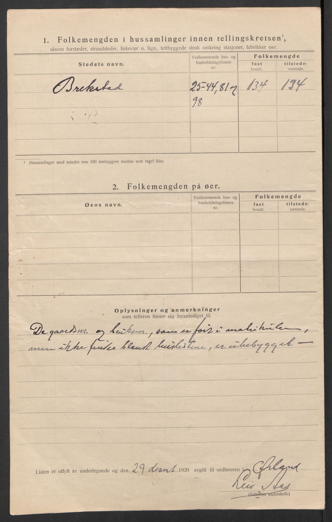 SAT, 1920 census for Ørland, 1920, p. 19