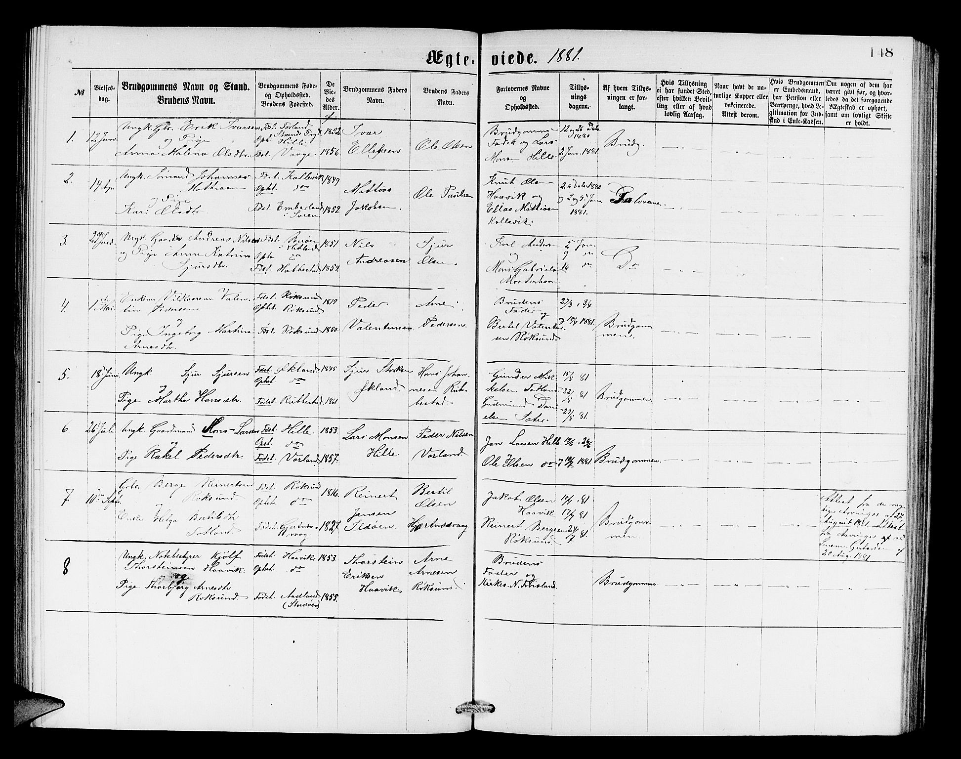 Finnås sokneprestembete, SAB/A-99925/H/Ha/Hab/Haba/L0002: Parish register (copy) no. A 2, 1873-1882, p. 148
