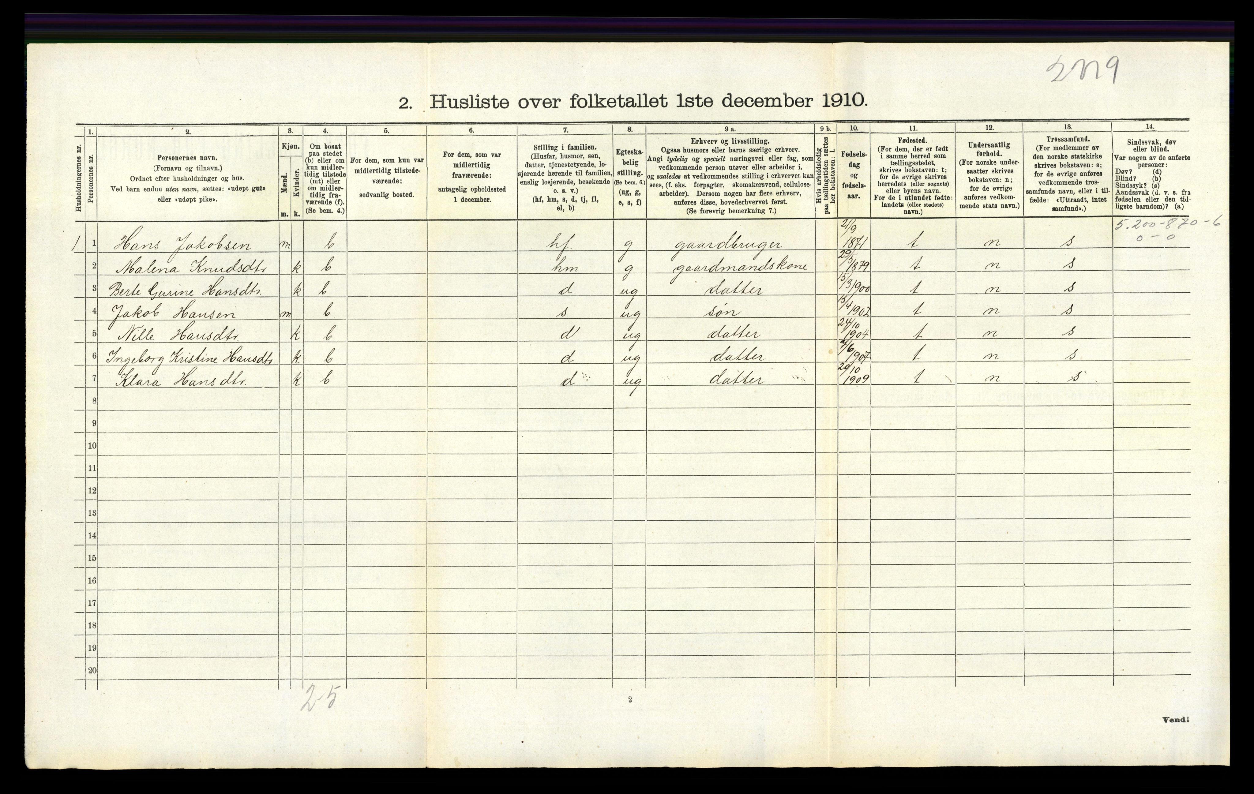 RA, 1910 census for Mosterøy, 1910, p. 222