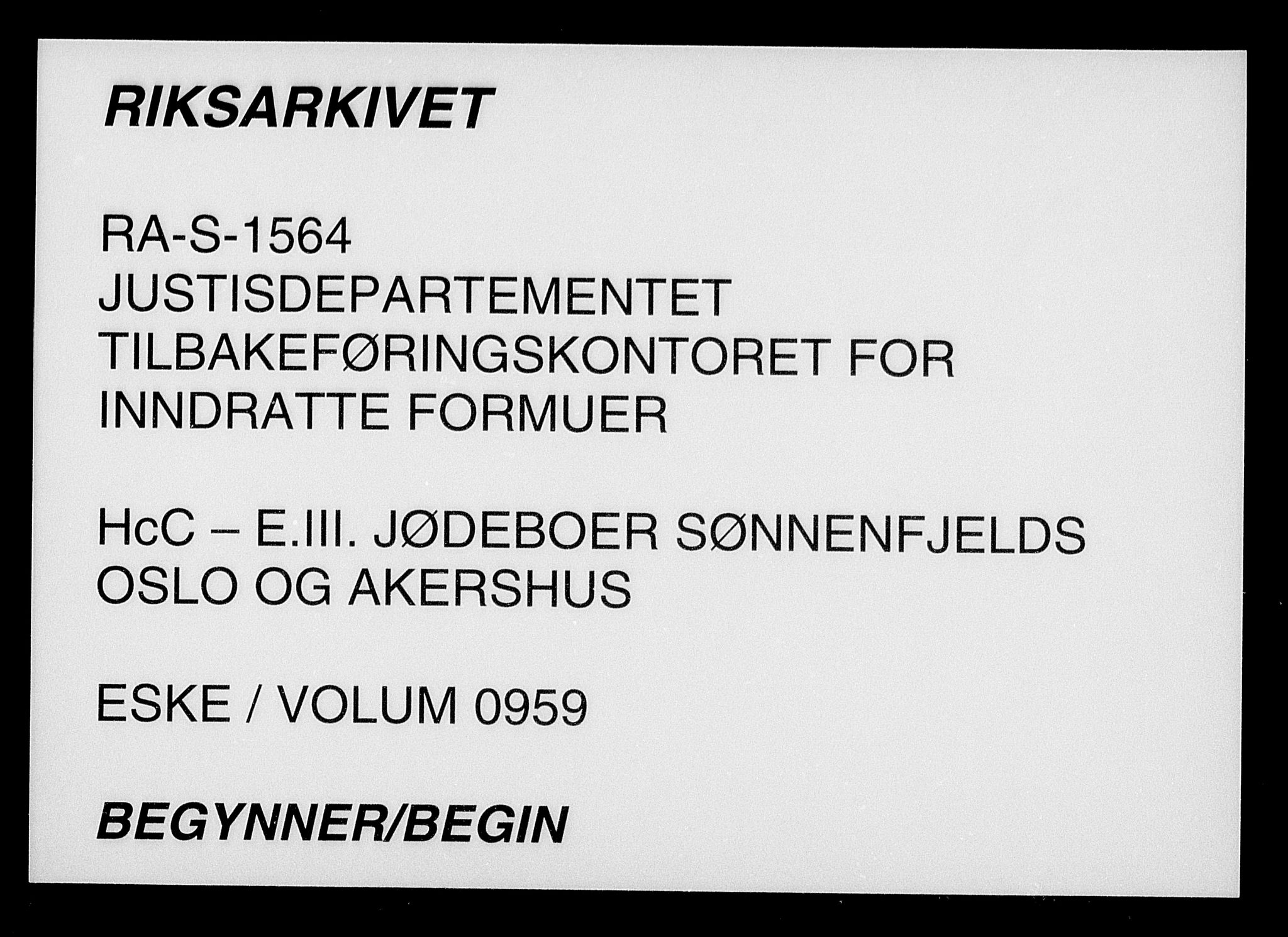 Justisdepartementet, Tilbakeføringskontoret for inndratte formuer, AV/RA-S-1564/H/Hc/Hcc/L0959: --, 1945-1947, p. 1