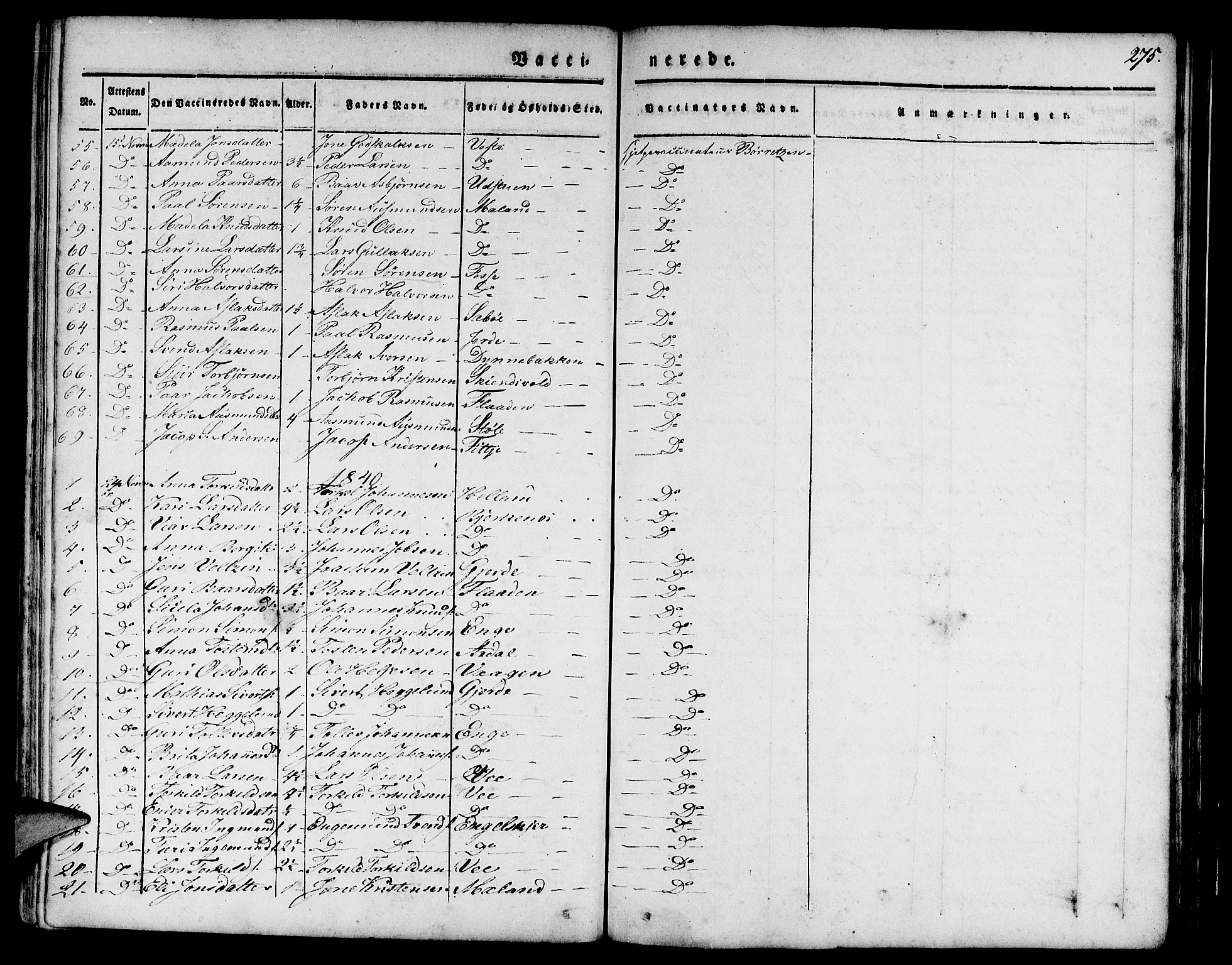 Etne sokneprestembete, SAB/A-75001/H/Haa: Parish register (official) no. A 7, 1831-1847, p. 275