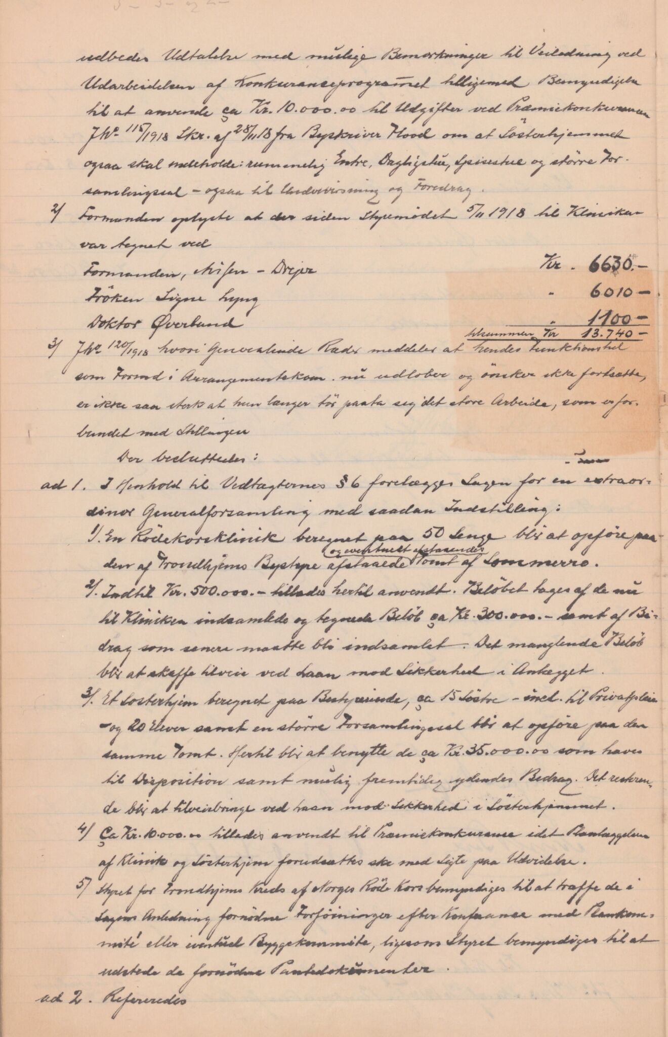 Trondheim Røde Kors, TRKO/PA-1204/A/Aa/L0001: Møtebok, 1917-1929, p. 24