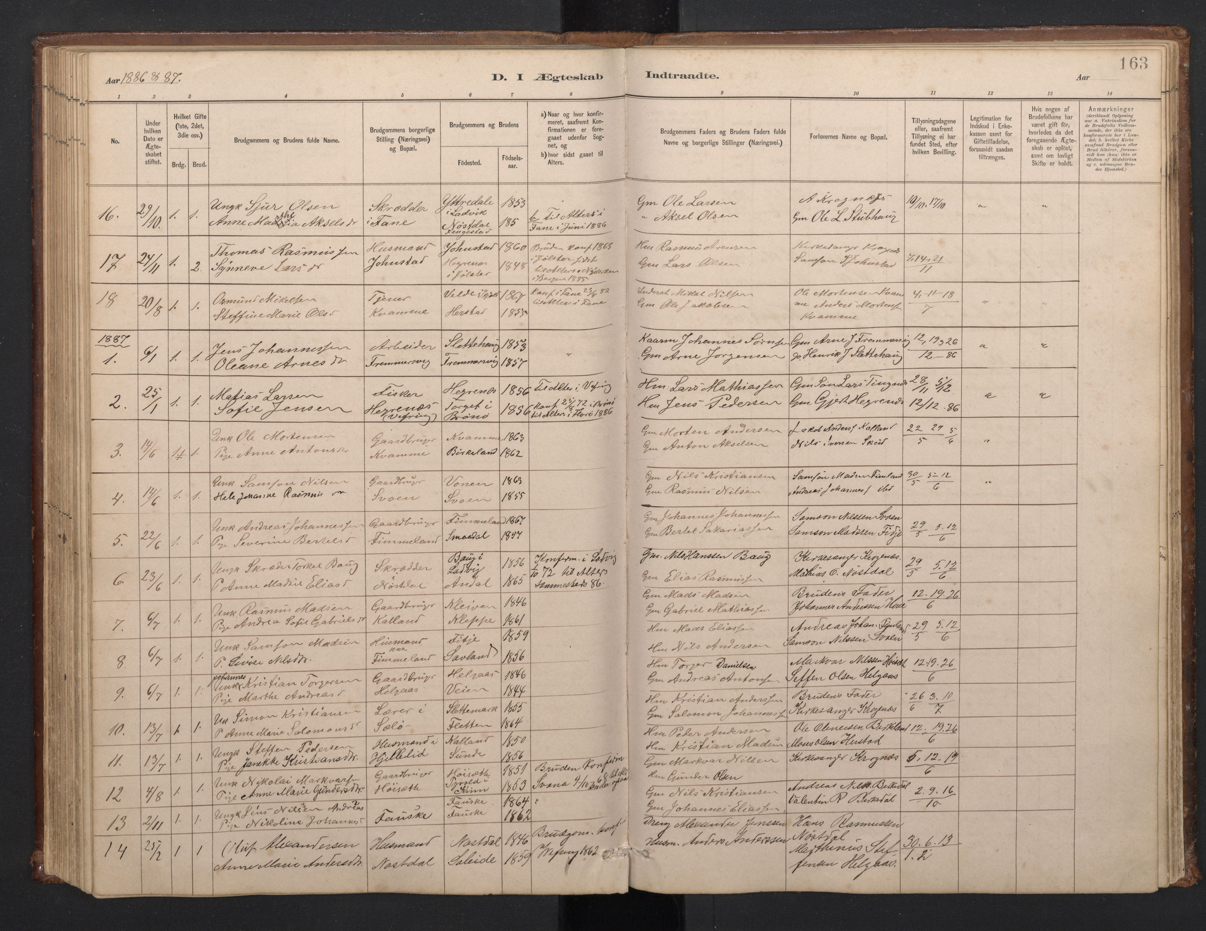 Førde sokneprestembete, SAB/A-79901/H/Hab/Habd/L0003: Parish register (copy) no. D 3, 1881-1897, p. 162b-163a