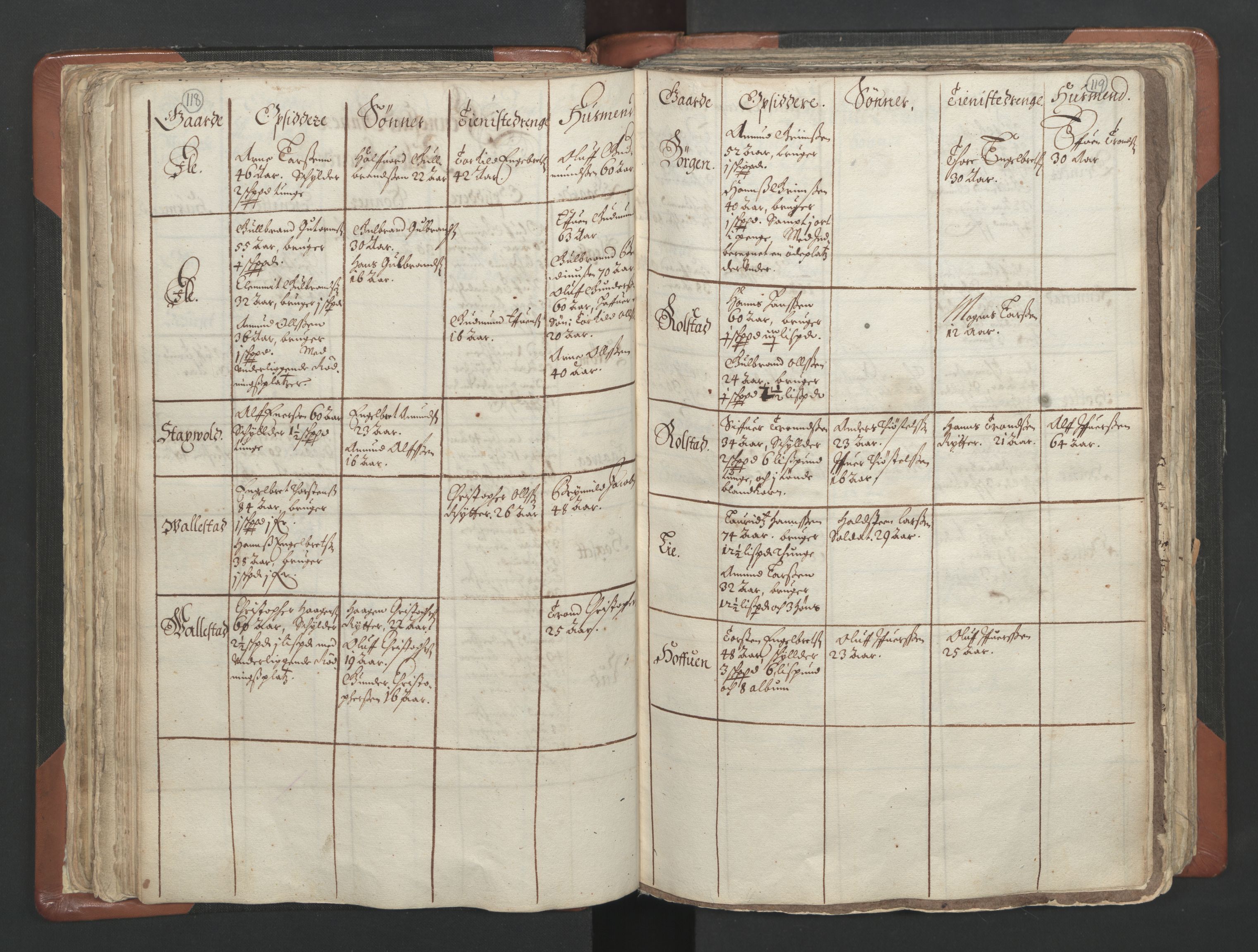 RA, Vicar's Census 1664-1666, no. 4: Øvre Romerike deanery, 1664-1666, p. 118-119