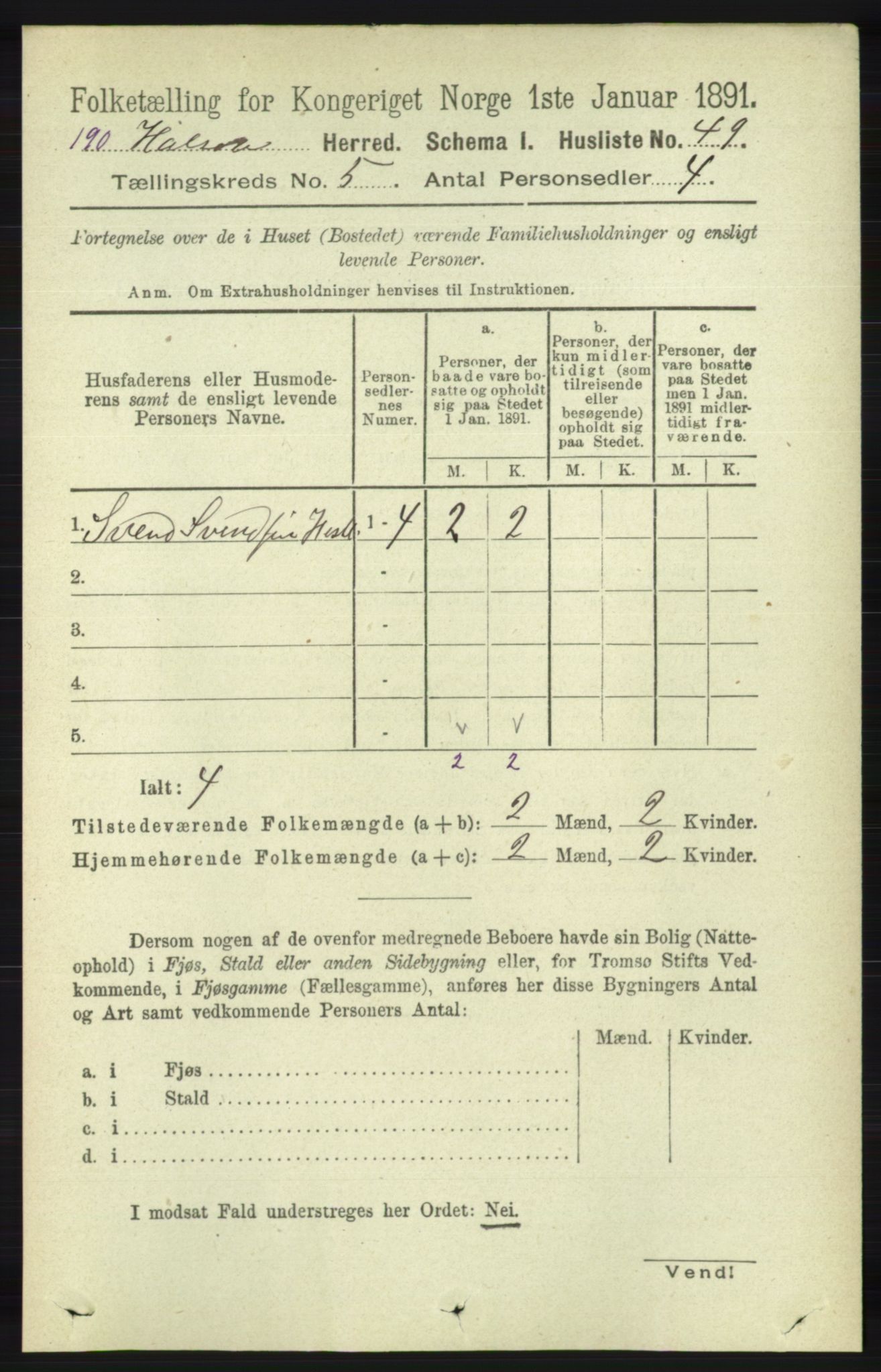 RA, 1891 census for 1019 Halse og Harkmark, 1891, p. 2021