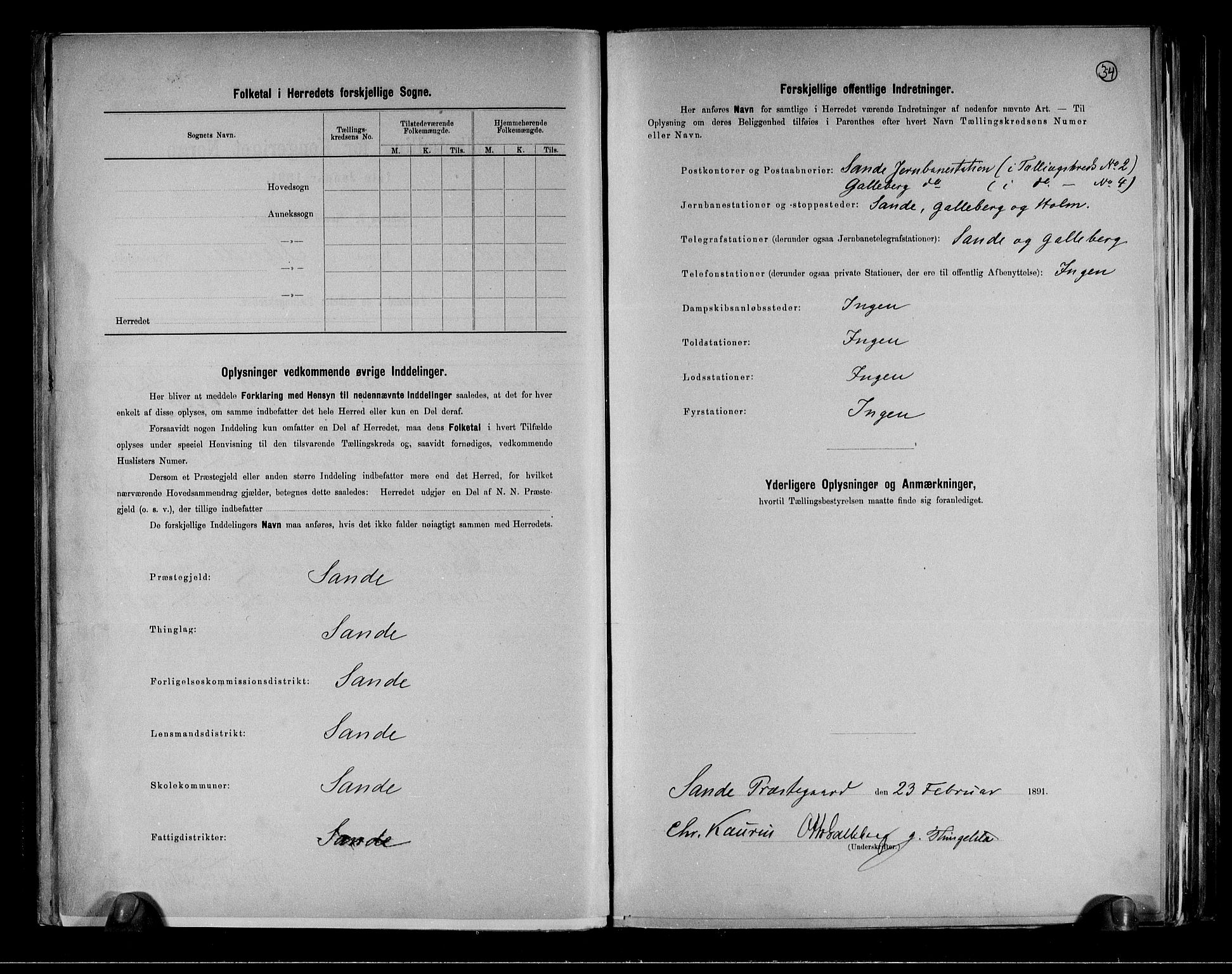 RA, 1891 census for 0713 Sande, 1891, p. 3
