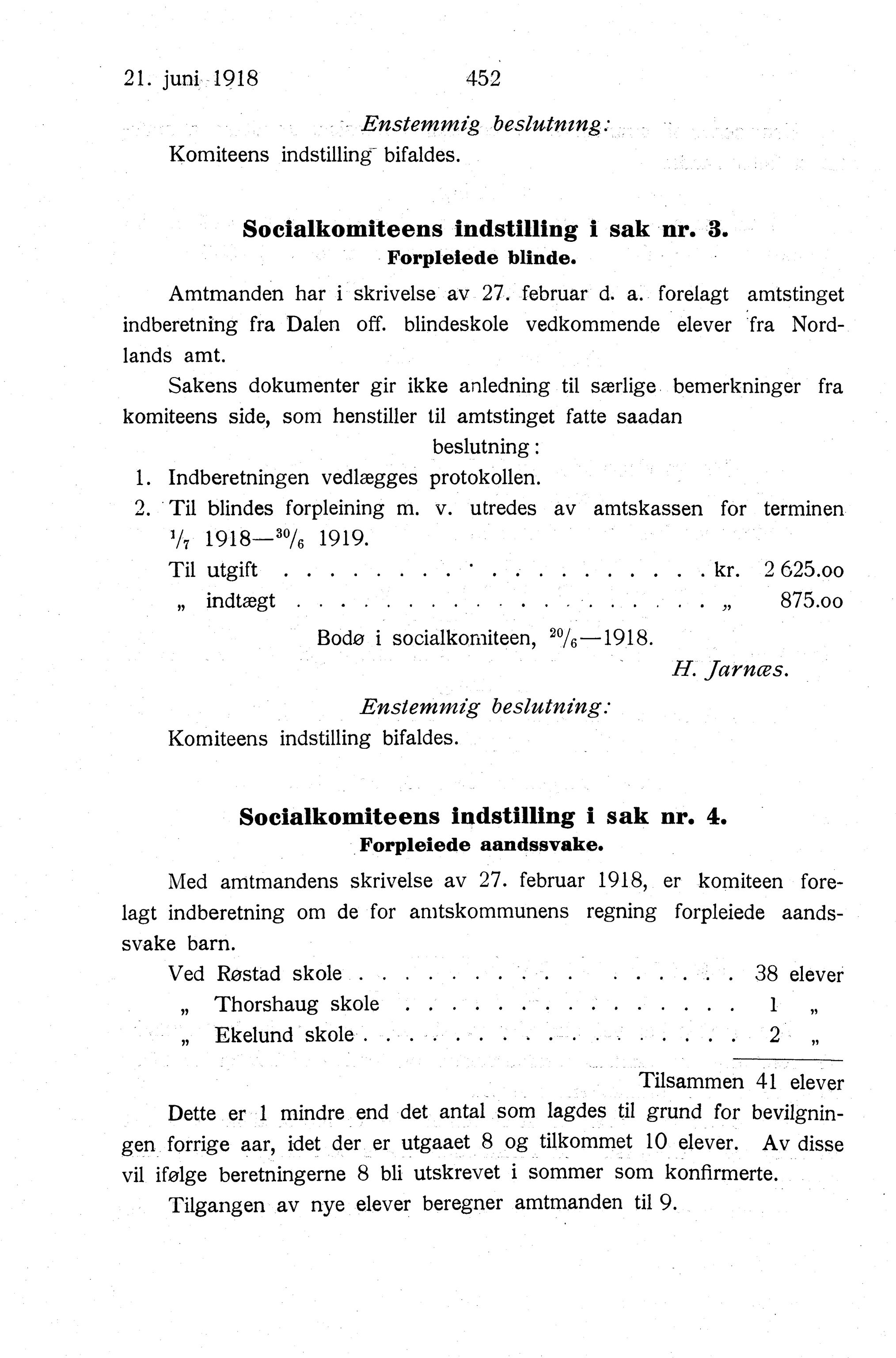 Nordland Fylkeskommune. Fylkestinget, AIN/NFK-17/176/A/Ac/L0041: Fylkestingsforhandlinger 1918, 1918