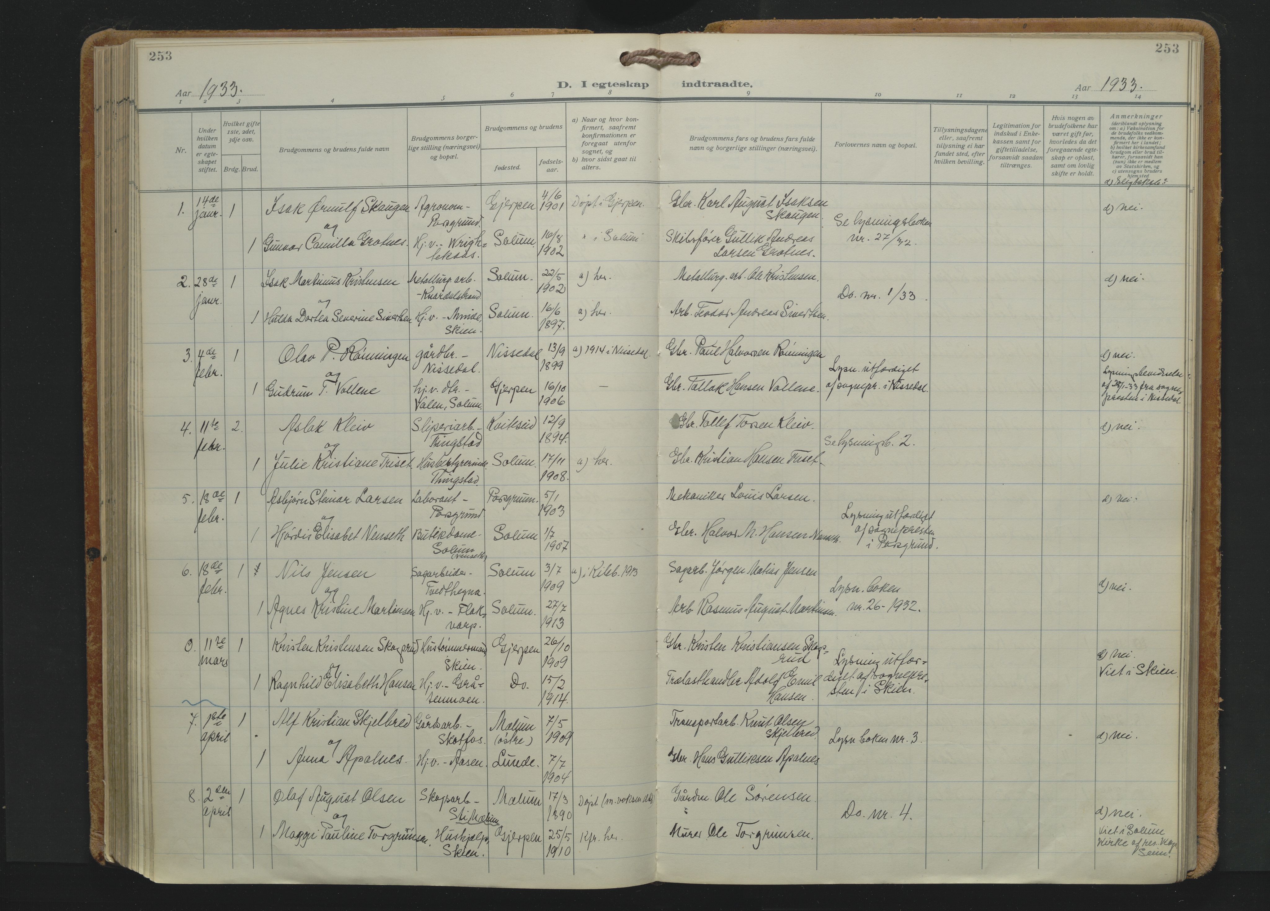 Solum kirkebøker, AV/SAKO-A-306/F/Fa/L0013: Parish register (official) no. I 13, 1923-1936, p. 253