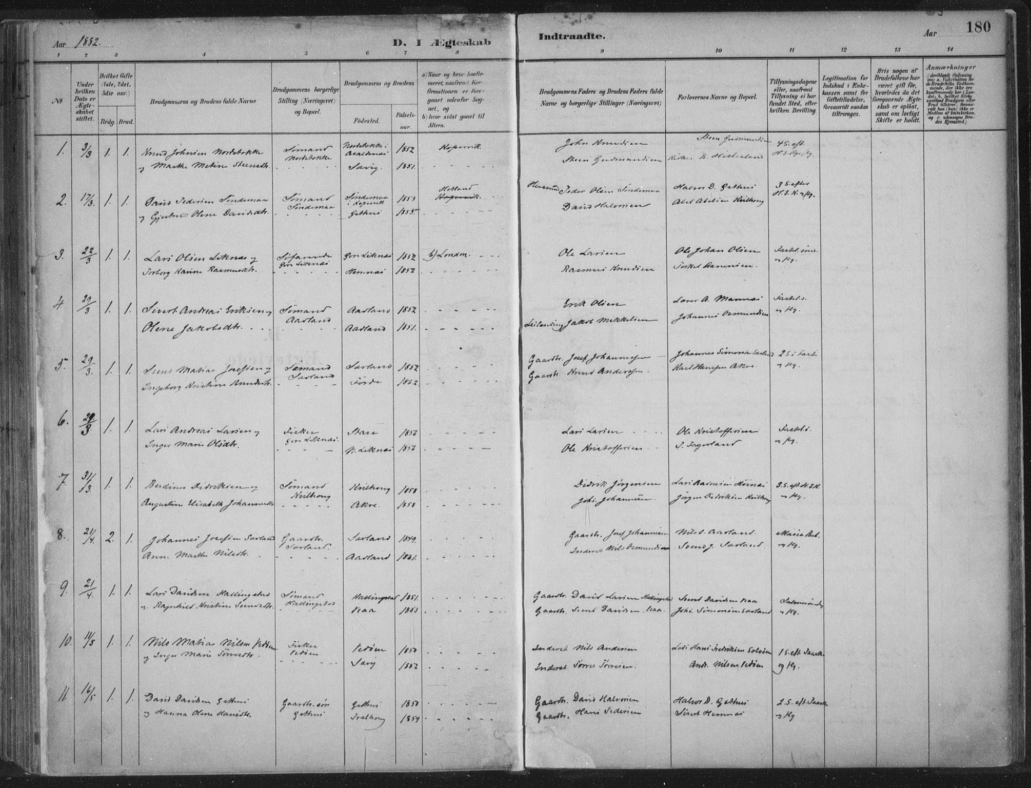 Kopervik sokneprestkontor, SAST/A-101850/H/Ha/Haa/L0004: Parish register (official) no. A 4, 1882-1905, p. 180